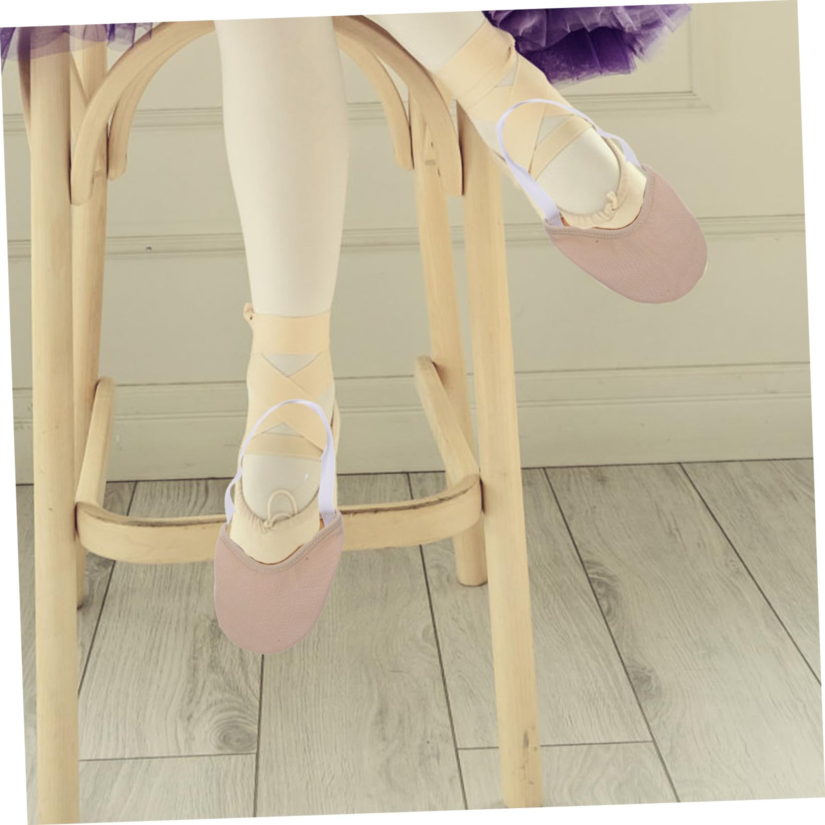 Healvian Calcetines de Ballet Transpirables para Mujer y Niña con Diseño de Sujeción el Tobillo, Tela de Algodón Beige y Buena Elasticidad para Yoga y Pilates