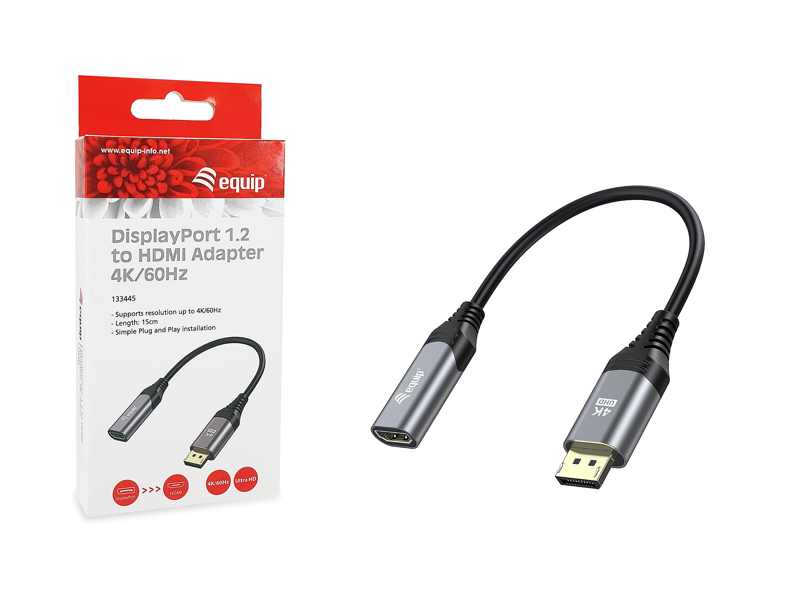 Equip 133445 DisplayPort 1.2 to HDMI Adapter 4K/60Hz