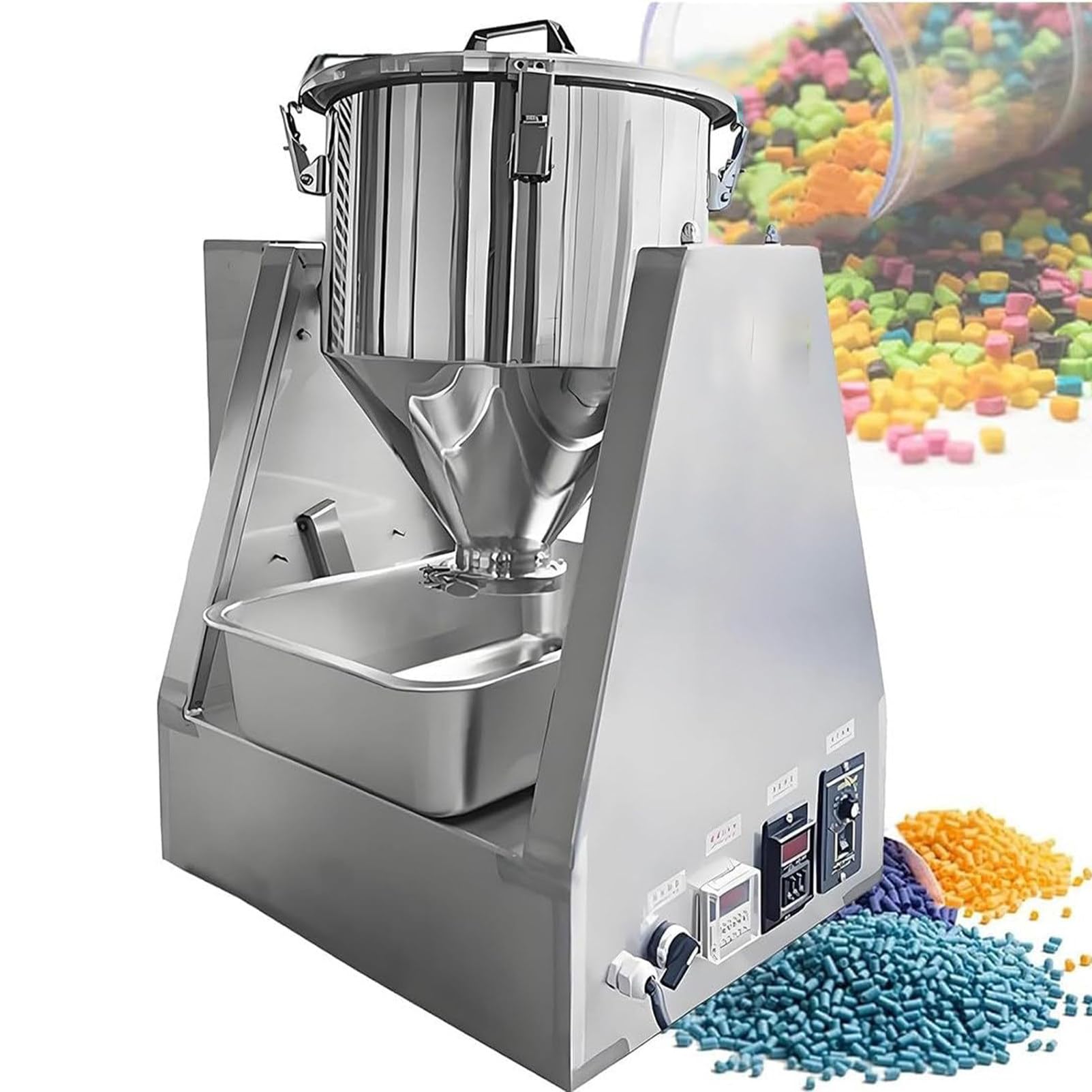 PweKzxt Dry Powder Mixer Mixing Machine, Electric Dry Powder Mixer,360° Rotating Electric Particle Blender, Adjustable Speed Lab Granule Drum Mixer,for Lab, Spices, Granules, Food Powder Mixing 10L