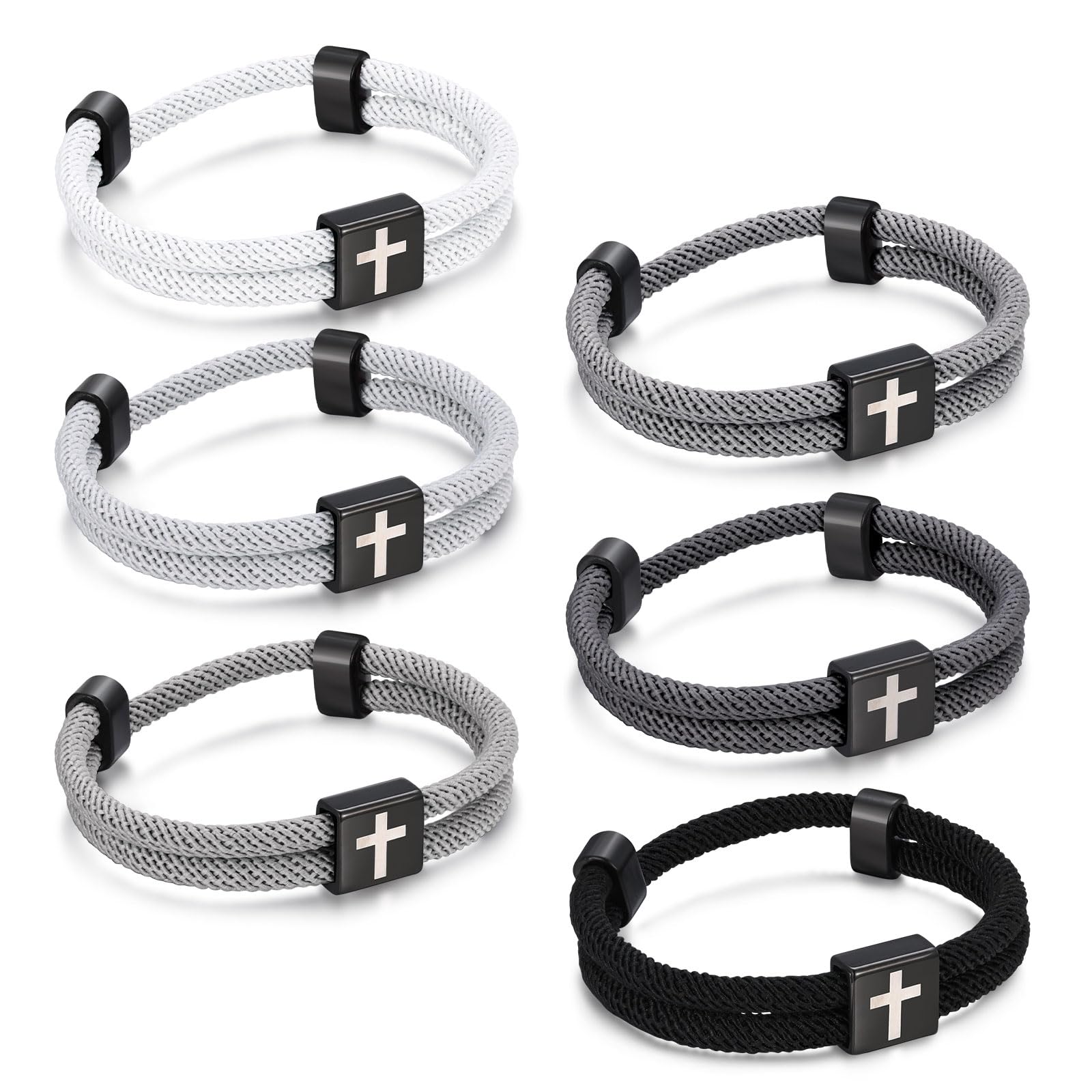 Christian Cross Rope WWJD Bracelet Set - Braided Cord Bracelet for Men Nautical Surf Beach Bracelets Handmade Woven String Friendship Bracelets Jesus