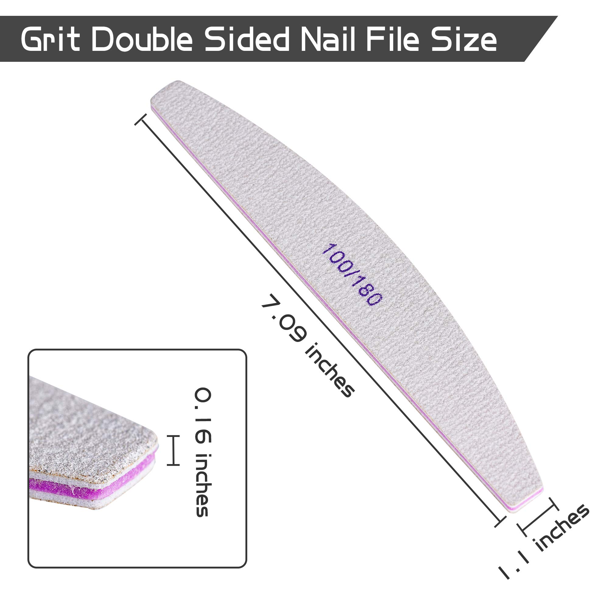 32 lime per unghie, grana 100/180, per unghie in gel di estensione e acrilico su entrambi i lati, lavabili, strumenti professionali per manicure per la cura delle unghie e lo styling.