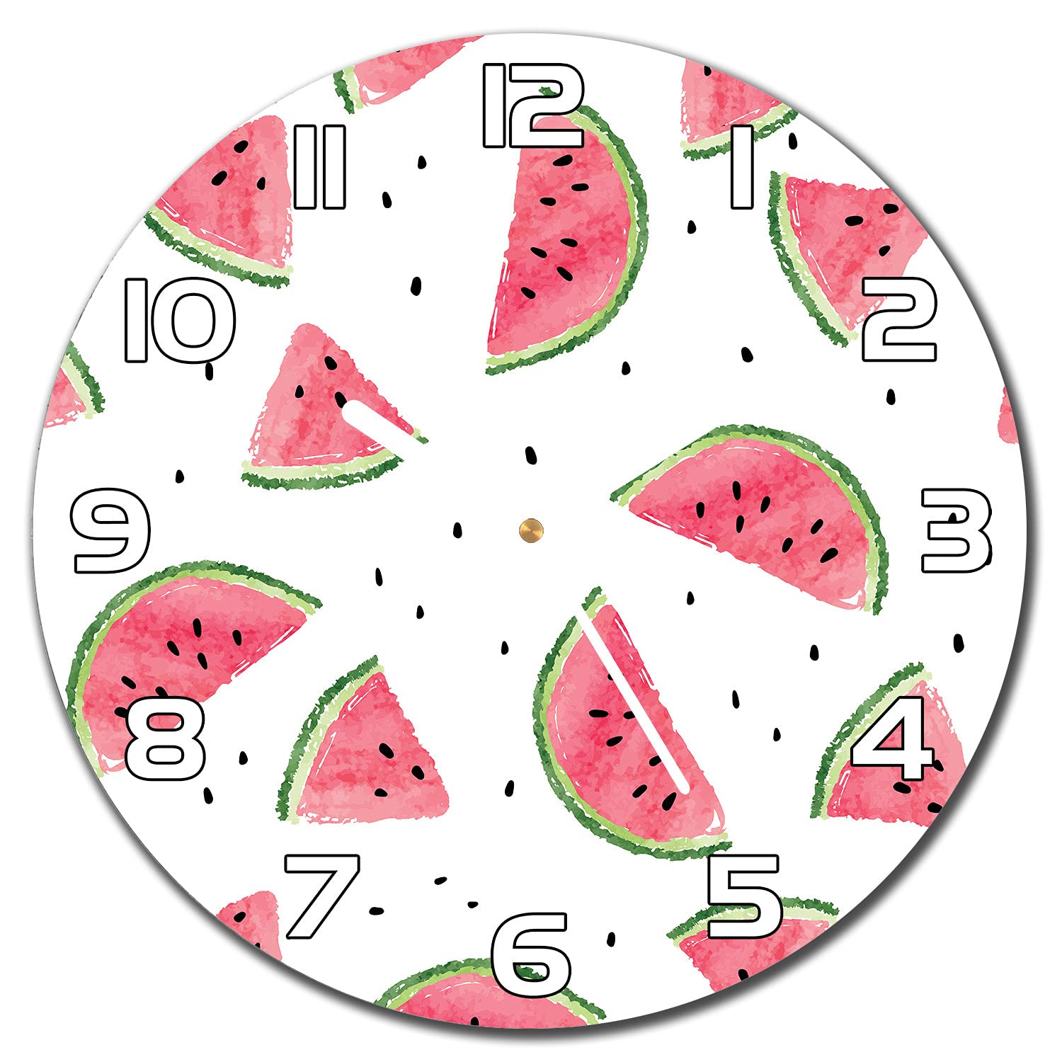 Horloge en verre murale pastèque 30 cm cuisine salon aiguilles blanches moderne