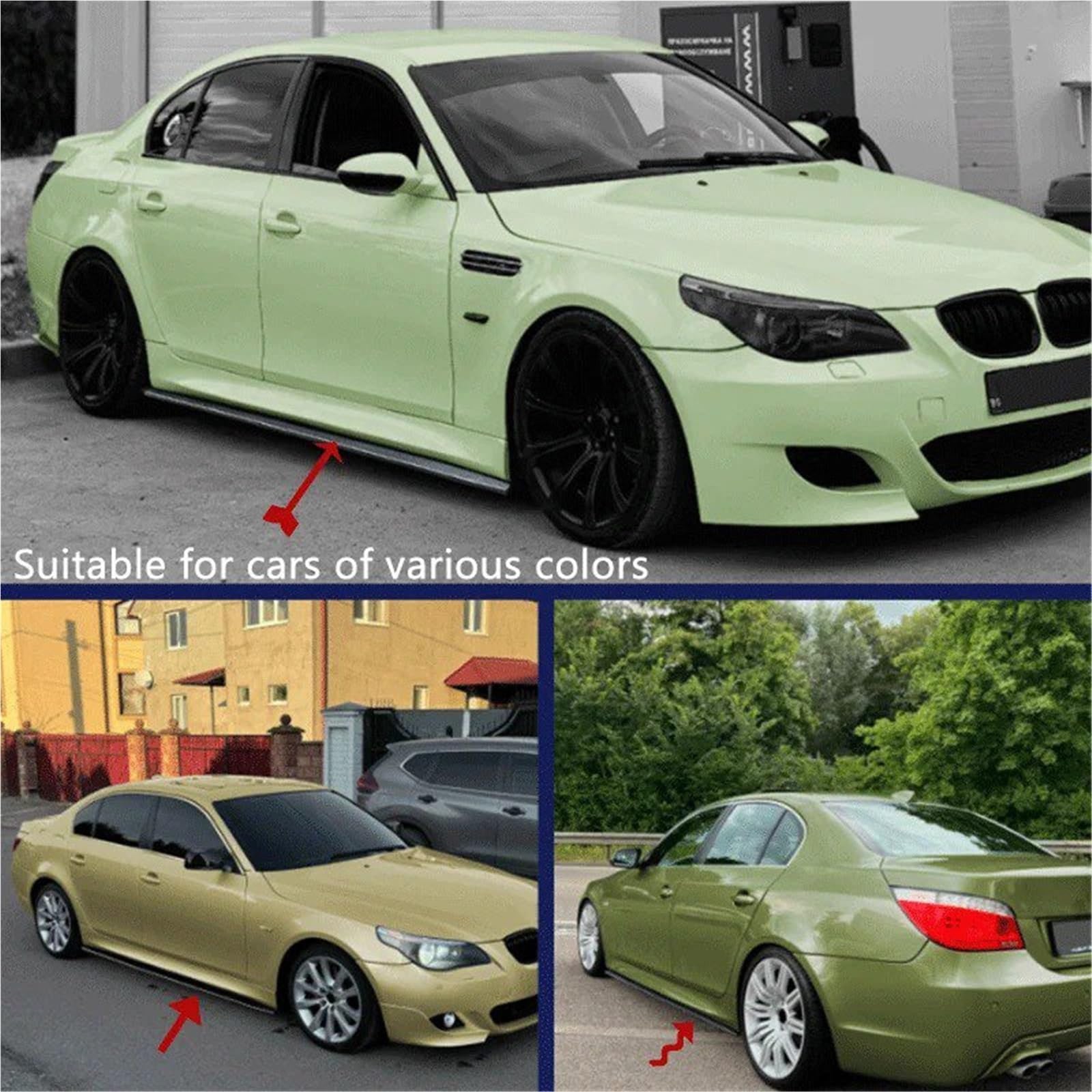 Extension De Jupe Latérale pour BMW Série 5 E60 E61 pour M5 pour Sport 2005-2010 MP Modification du Petit Contour De Bas Caisse(Glossy Black)