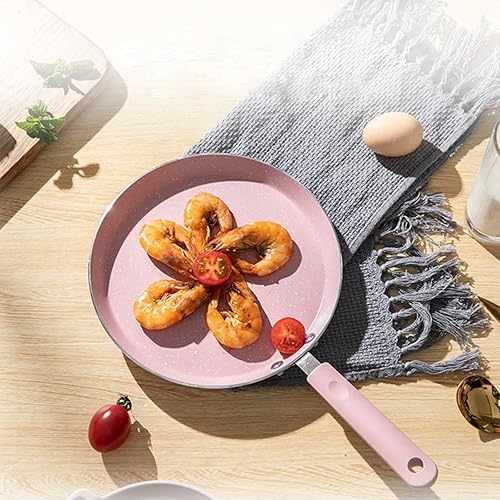 Miniatura 7 de Sartenes de fondo plano, olla antiadherente rosa para estufas de gas y cocina, uso mini tortillas, huevos fritos, panqueques, 1 unidad, 6 pulgadas