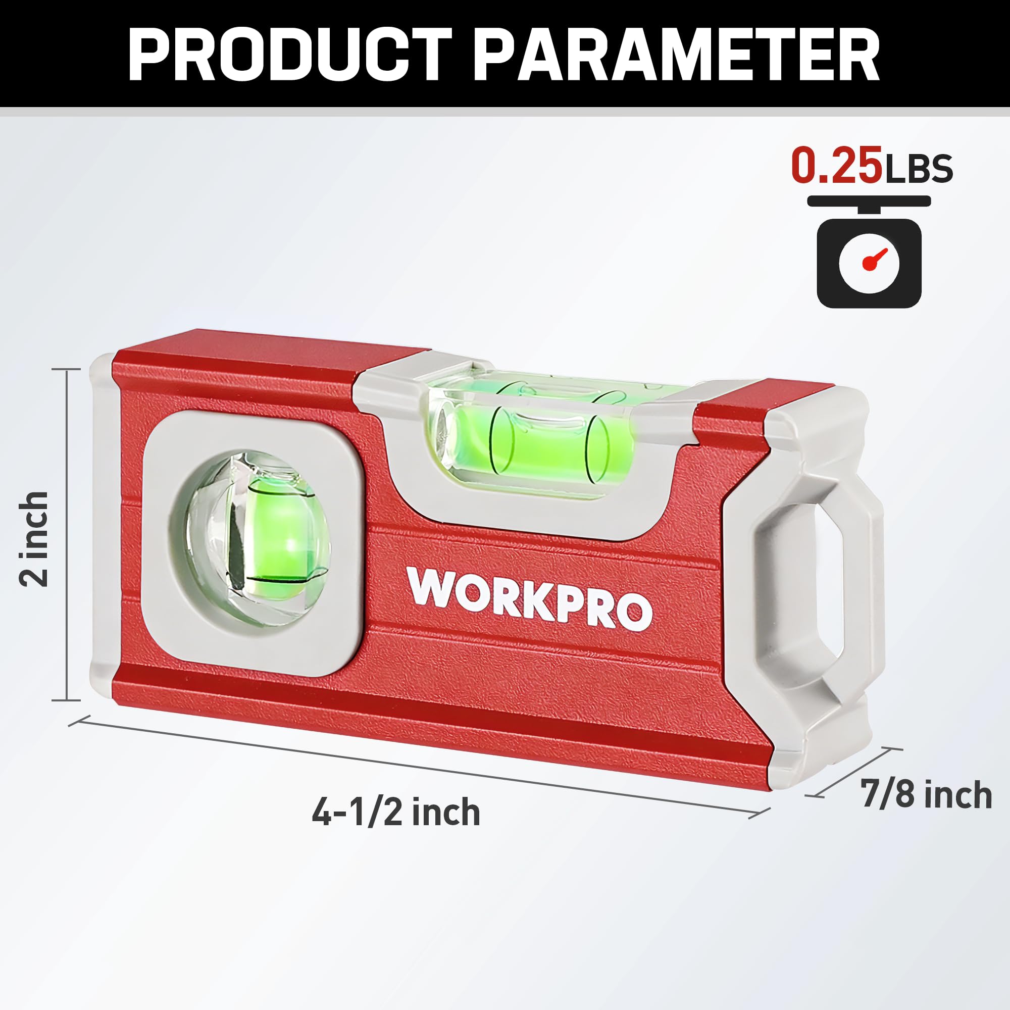 WORKPRO Mini Magnetic Level - Easy Bubble Reading -2
