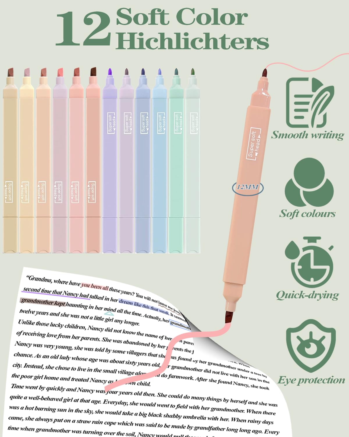 54PCS Aesthetic School Supplies with Large Pencil Case 12 Pastel Highlighters 5 Black 6 Color Ink Gel Pens — view 4