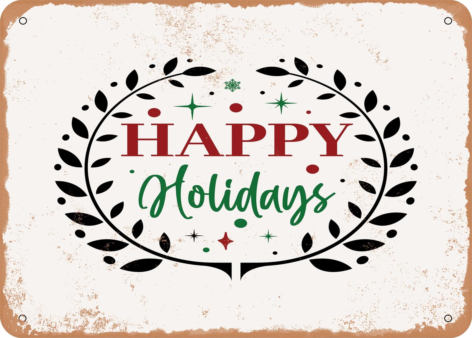 Miaomansenstore Metal Sign - Happy Holidays - 2 - Vintage Rusty Look Sign Home Decor
