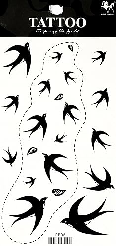 Miniatura 3 de ONCEX - 3 hojas de tatuajes temporales de pájaros voladores, impermeables, diseño de tatuaje, brazos, piernas, hombros, espalda, hombres y mujeres,