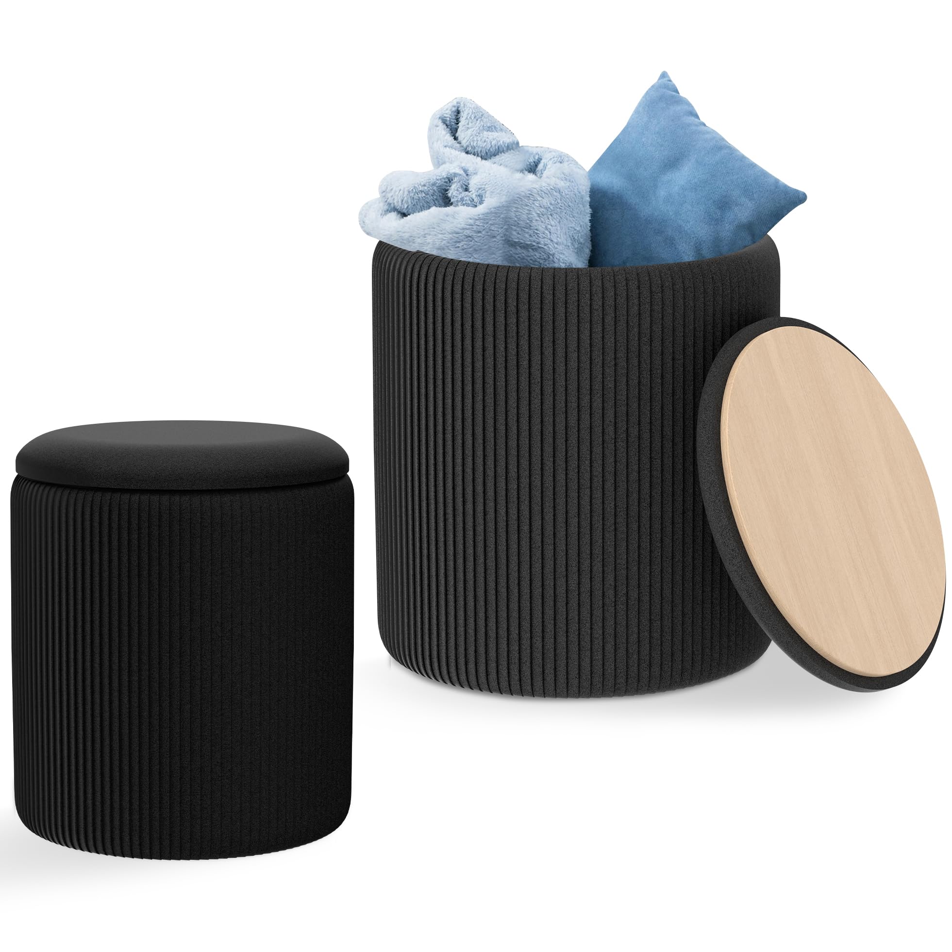 円形ベルベット収納オットマン2個セット 耐荷重150KG スツール 椅子 布張り Amazon｜IPOW 丸型 収納 オットマン 2個セット ベルベット 収納