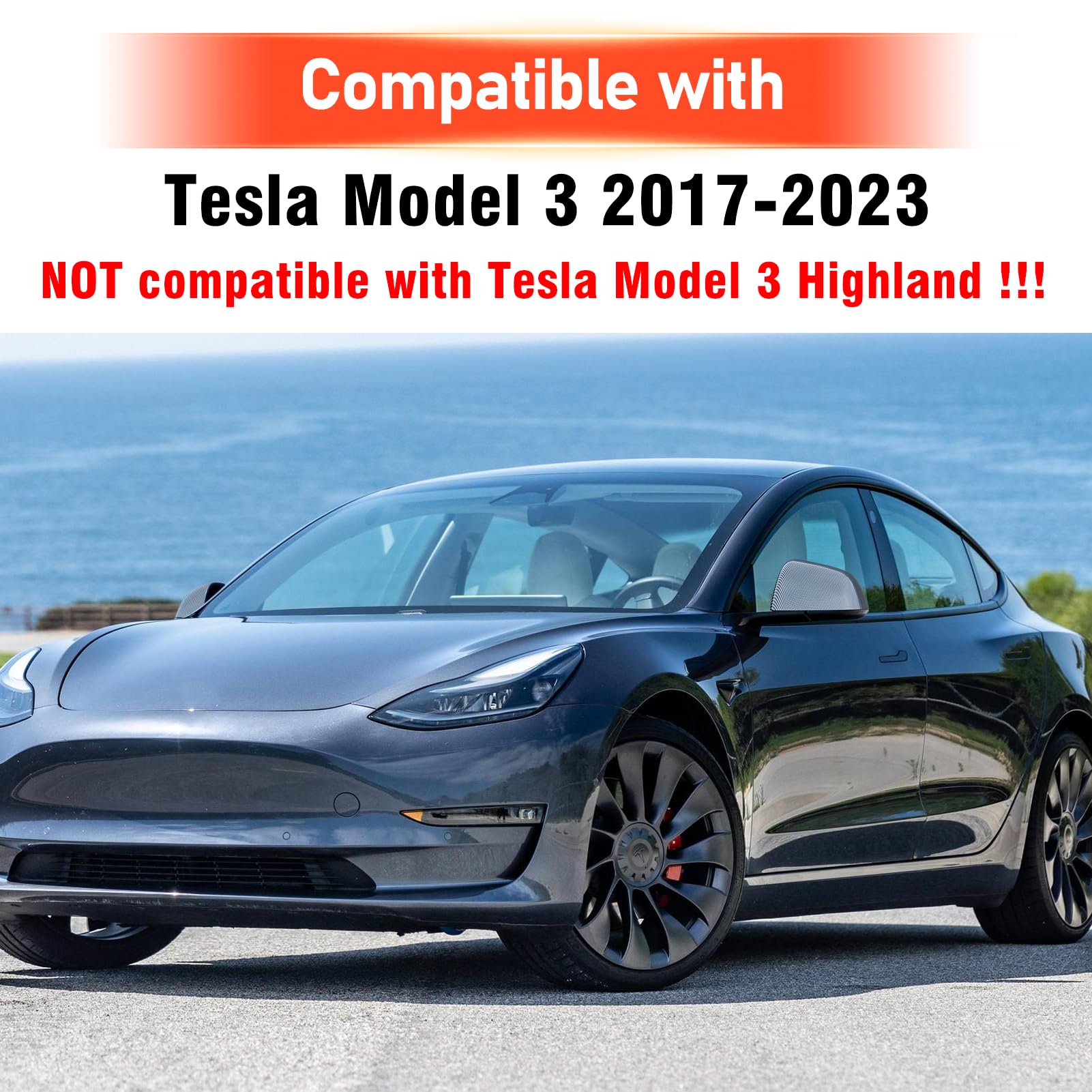TTCR-II 2PCS Compatibile con Calotte Specchietti Tesla Model 3 2017-2023 | Laterale Copri Specchietto Retrovisore Model 3 Tappi Specchietti Sinistra+Destra Accessori Tesla M3-Fibra di Carbonio