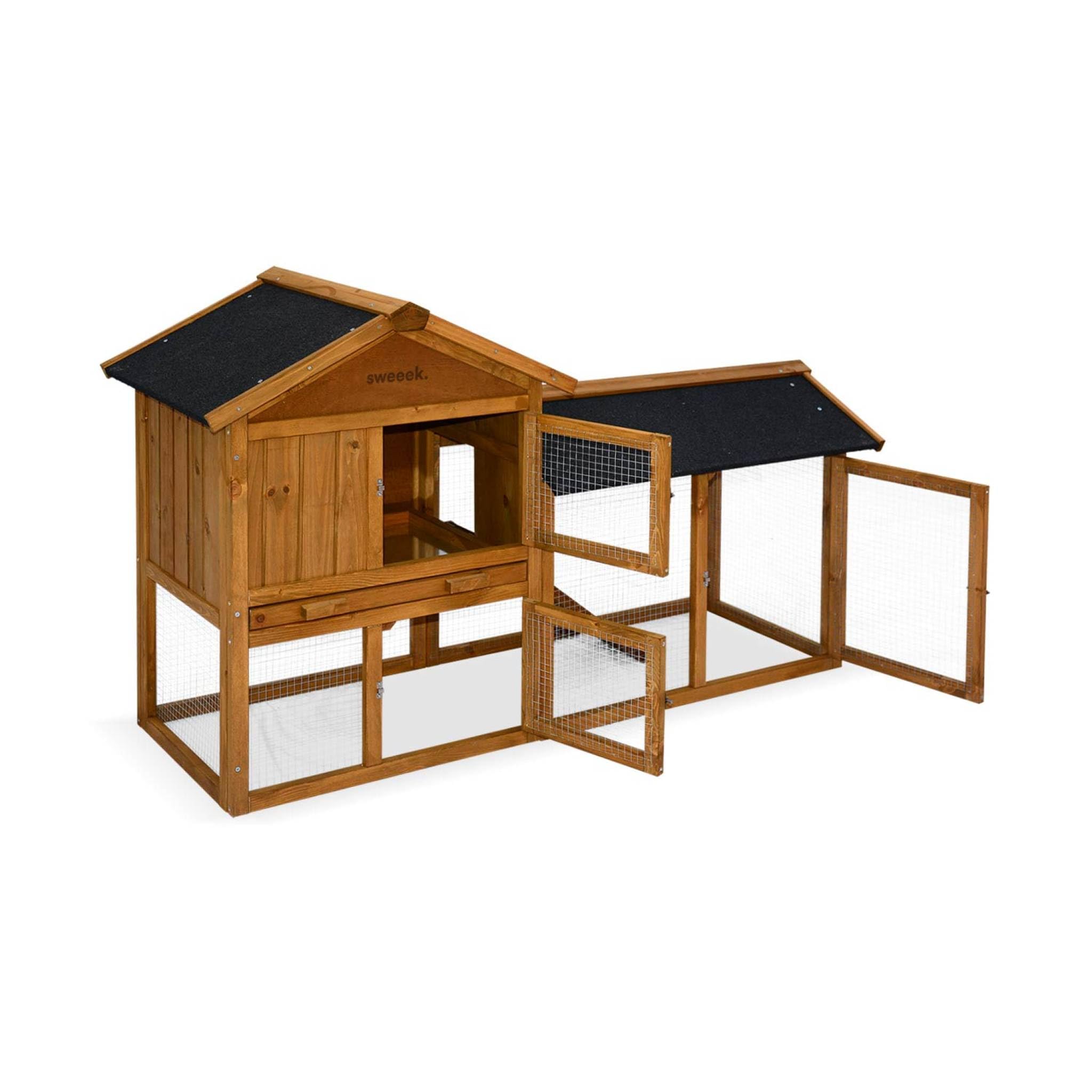 Alice's Garden - Clapier en Bois Hotot pour Lapin et Autres rongeurs. 4 Lapins. Cage à Lapin avec enclos. Espace intérieur et extérieur