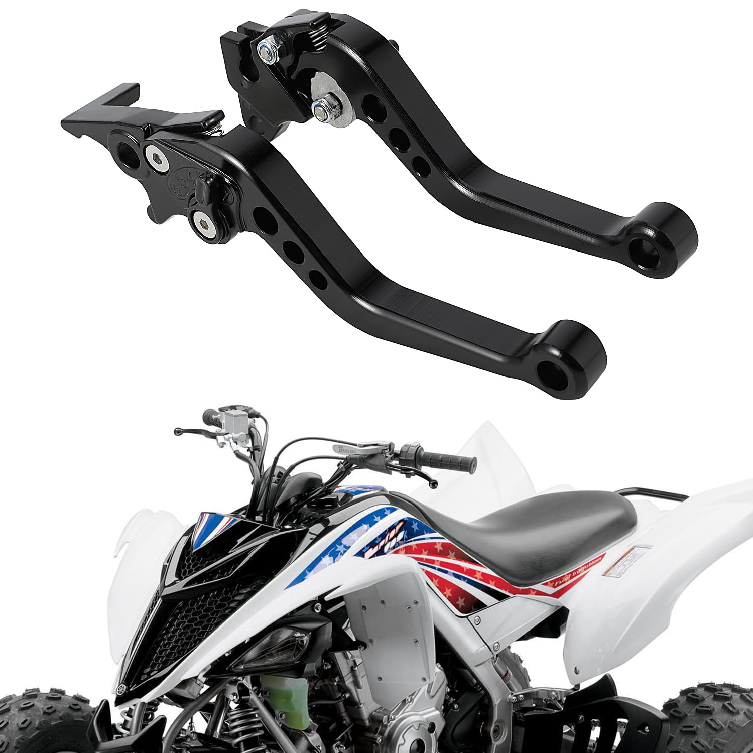 ATV Clutch and Brake Lever Set Adjustable Handle for Raptor YFM 700R 700 2008-2025 Black black raptor yfm 700