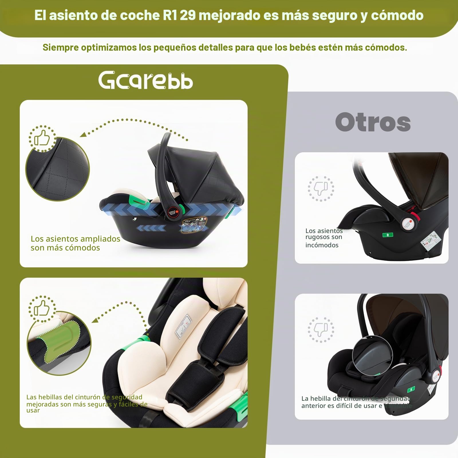 Gcarebb Cueros 3 en 1 Pushchair, City Strollers with Car Seat, Portable One-Click Folding Walking Stick Stroller, Landscape Combined Strollers High Aluminium Frame