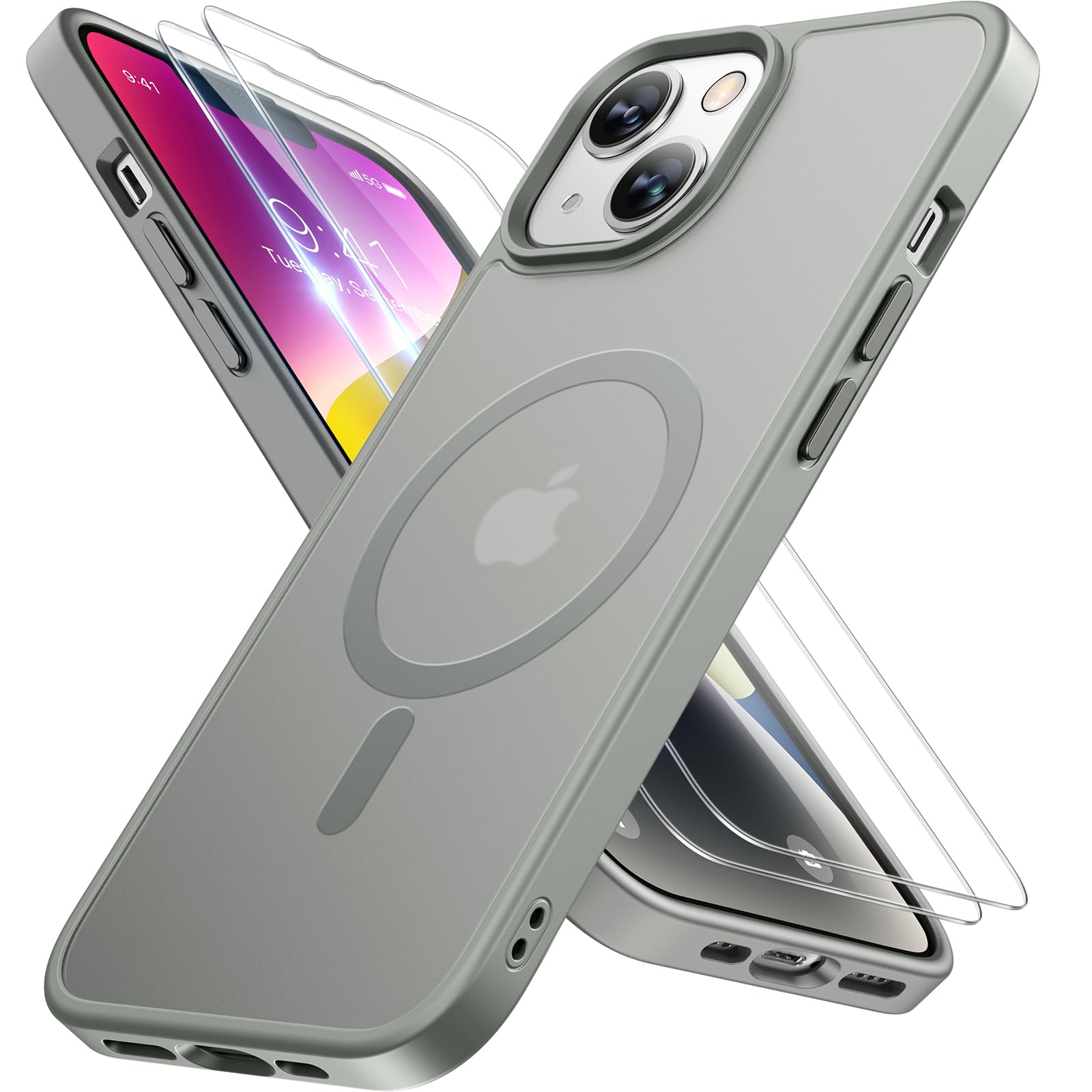 Miracase Magnetisch für iPhone 14 Hülle 15,5 cm (Kompatibel mit MagSafe) (mit 2X