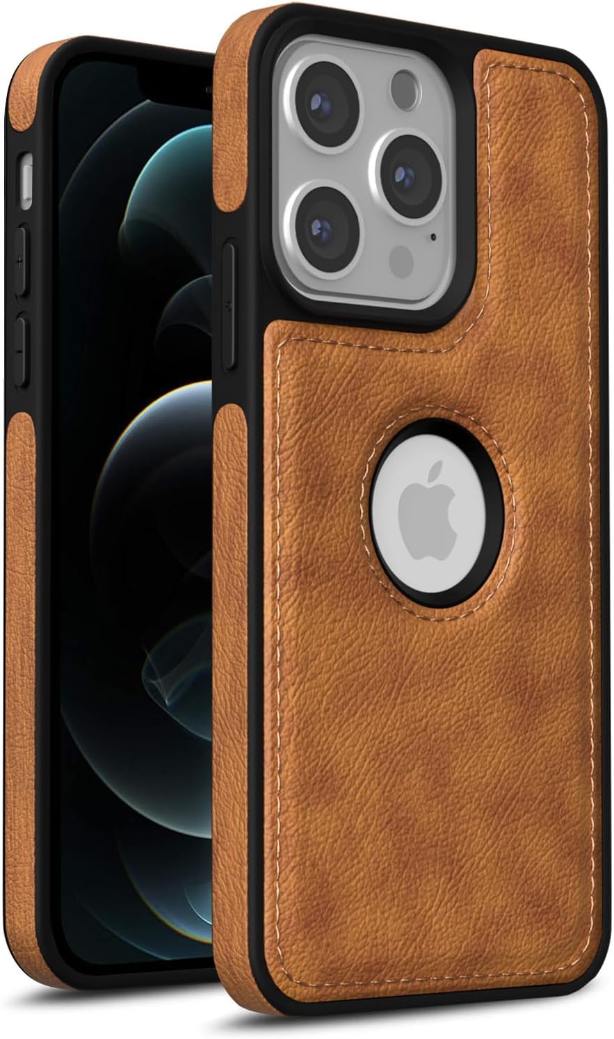 Pikkme Back Cover | Flexible Pu Leather | Full Camera Protection | Raised Edges | Super Soft-Touch | Bumper Case for iPhone 12 Pro Max (Brown)