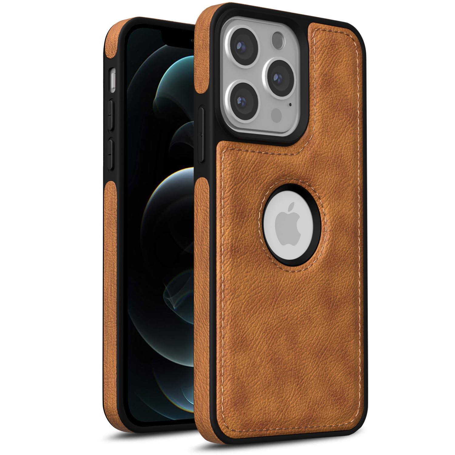 Pikkme Back Cover | Flexible Pu Leather | Full Camera Protection | Raised Edges | Super Soft-Touch | Bumper Case for iPhone 12 Pro Max (Brown)