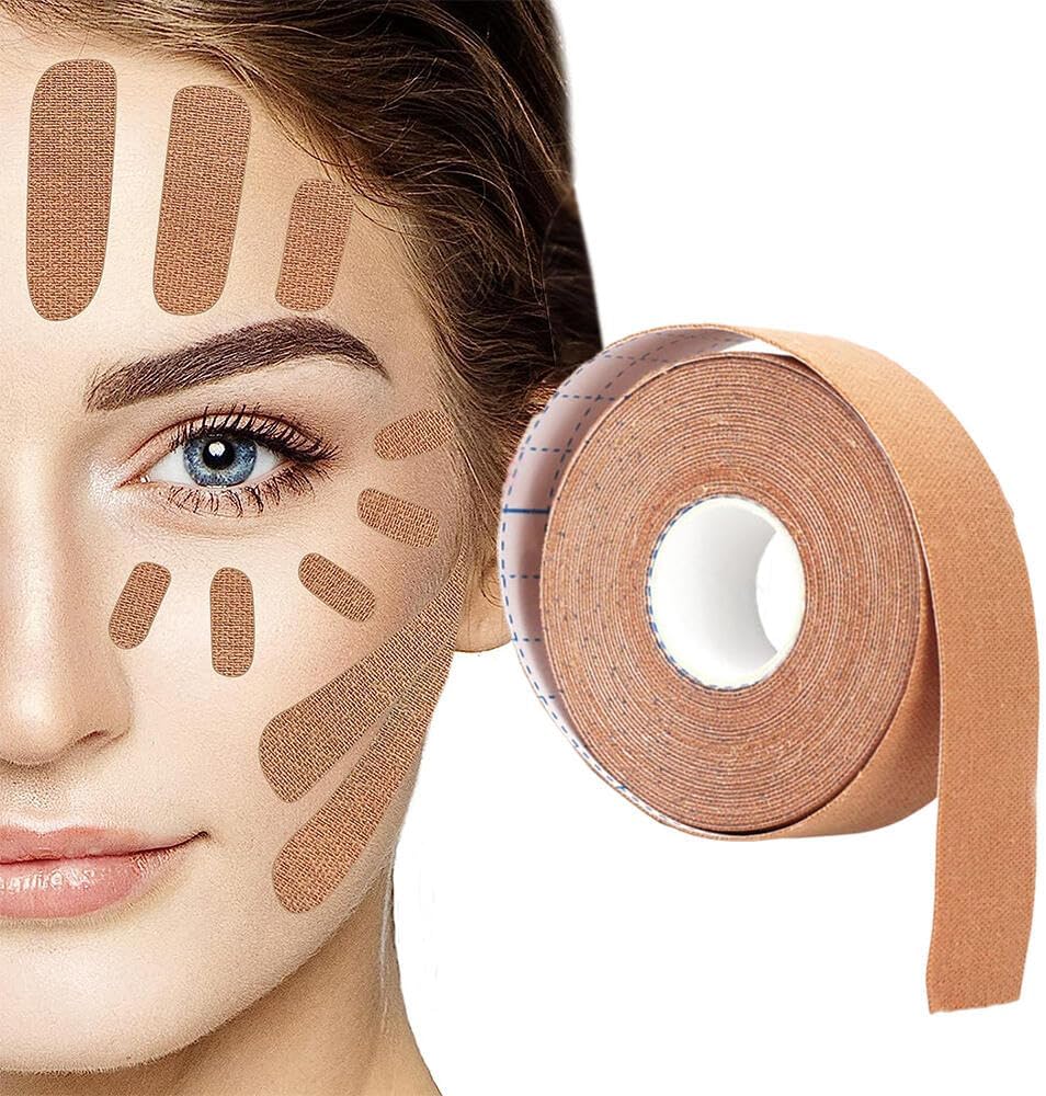 2.5Cm*5M Wrinkles Face Patches,Face Stickers Neck Eye Double Chin Lift V Shape Refill Tapes Thin Skin Care,High Elasticity Wrinkle Patches Kinesiology Tape Lifting Tape- Beige