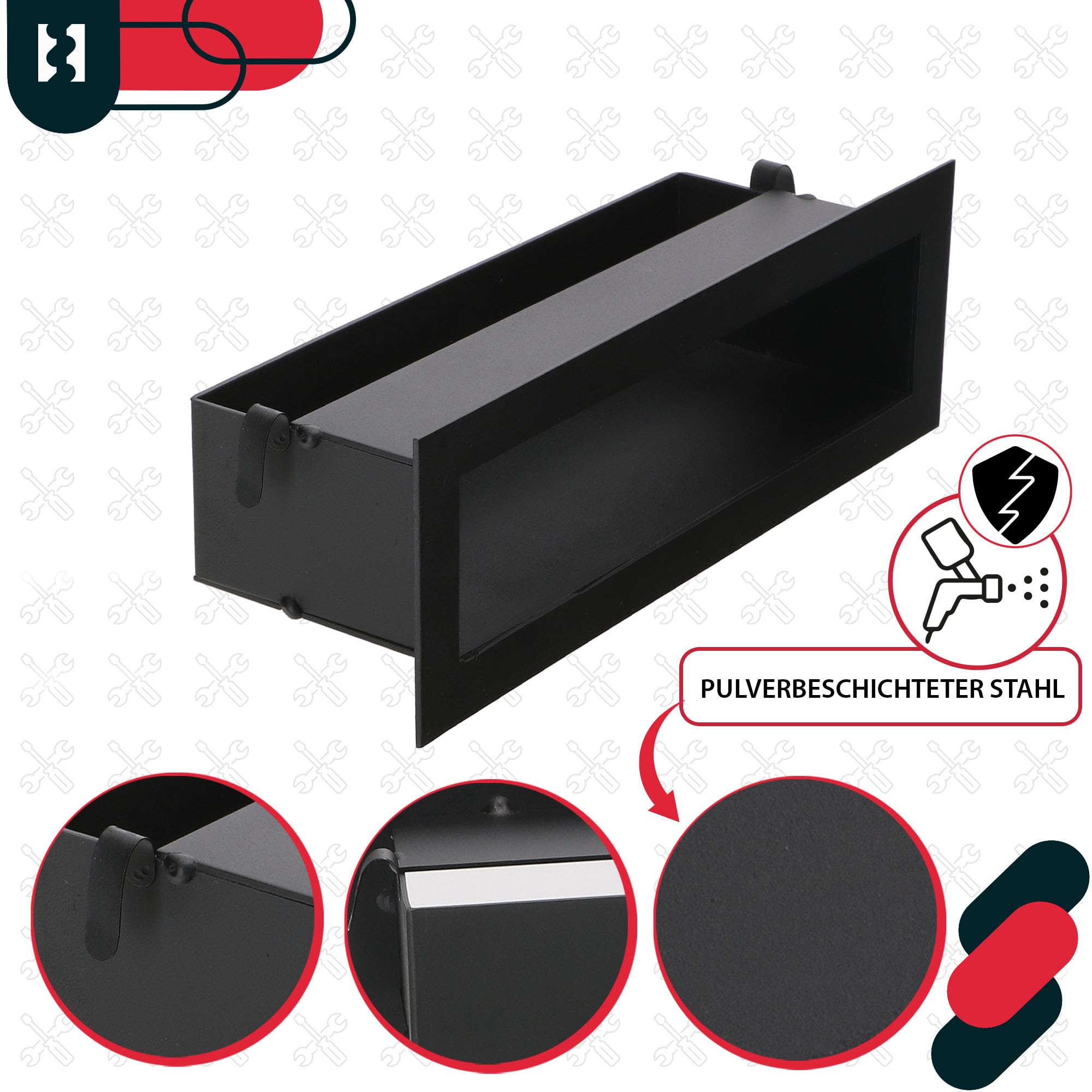 KOTARBAU® Grille Cheminée - Acier Revêtu Poudre - 30 cm - Noir - Grille Ventilation Cheminée - Aération pour Foyer - Design Moderne - Résistante Haute Température