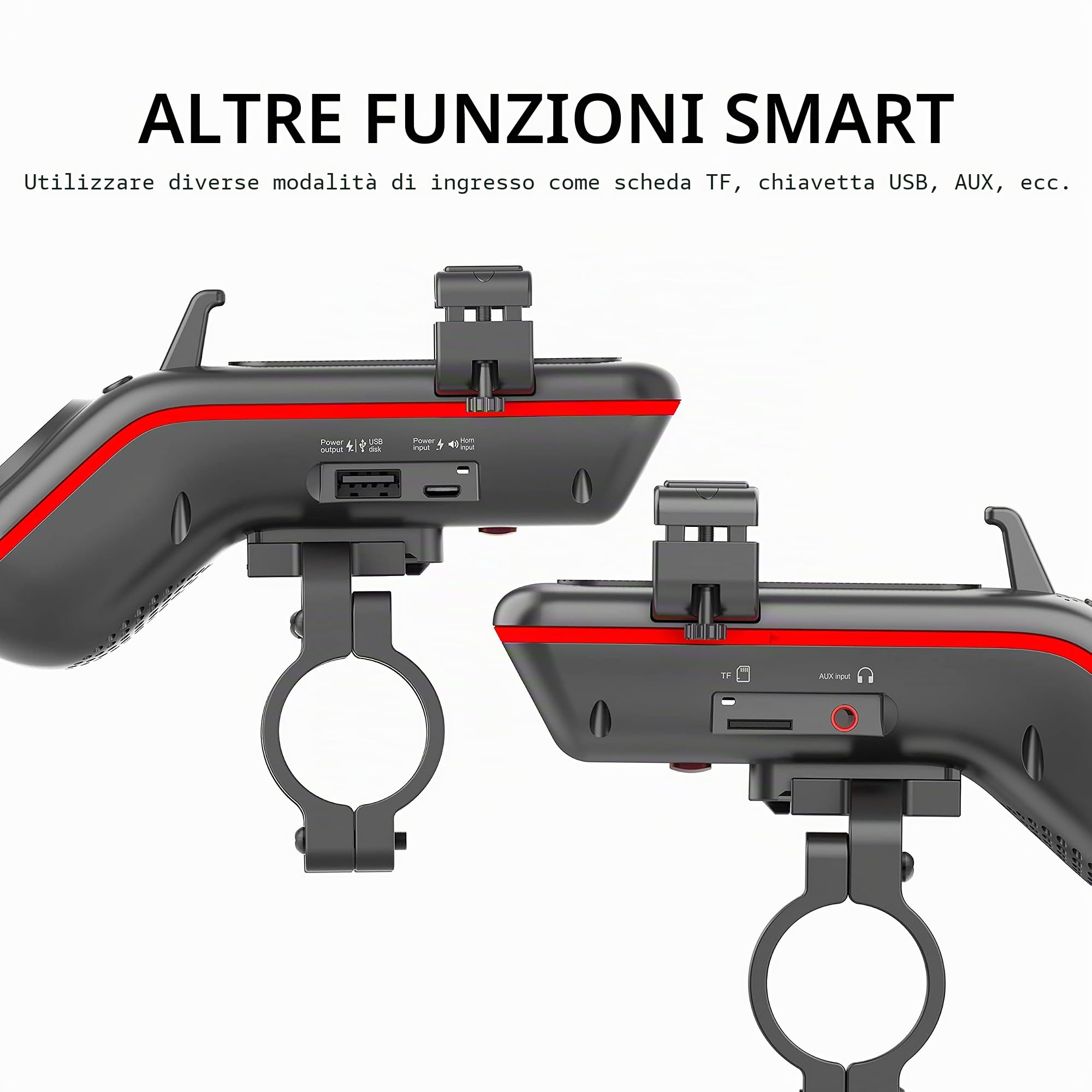 UPPEL Altoparlante Bluetooth per bicicletta multifunzione impermeabile audio – power bank/campano/microfono – modalità TF/SD/AUX – Estremamente & tempo libero ciclismo con bicicletta e mountain bike
