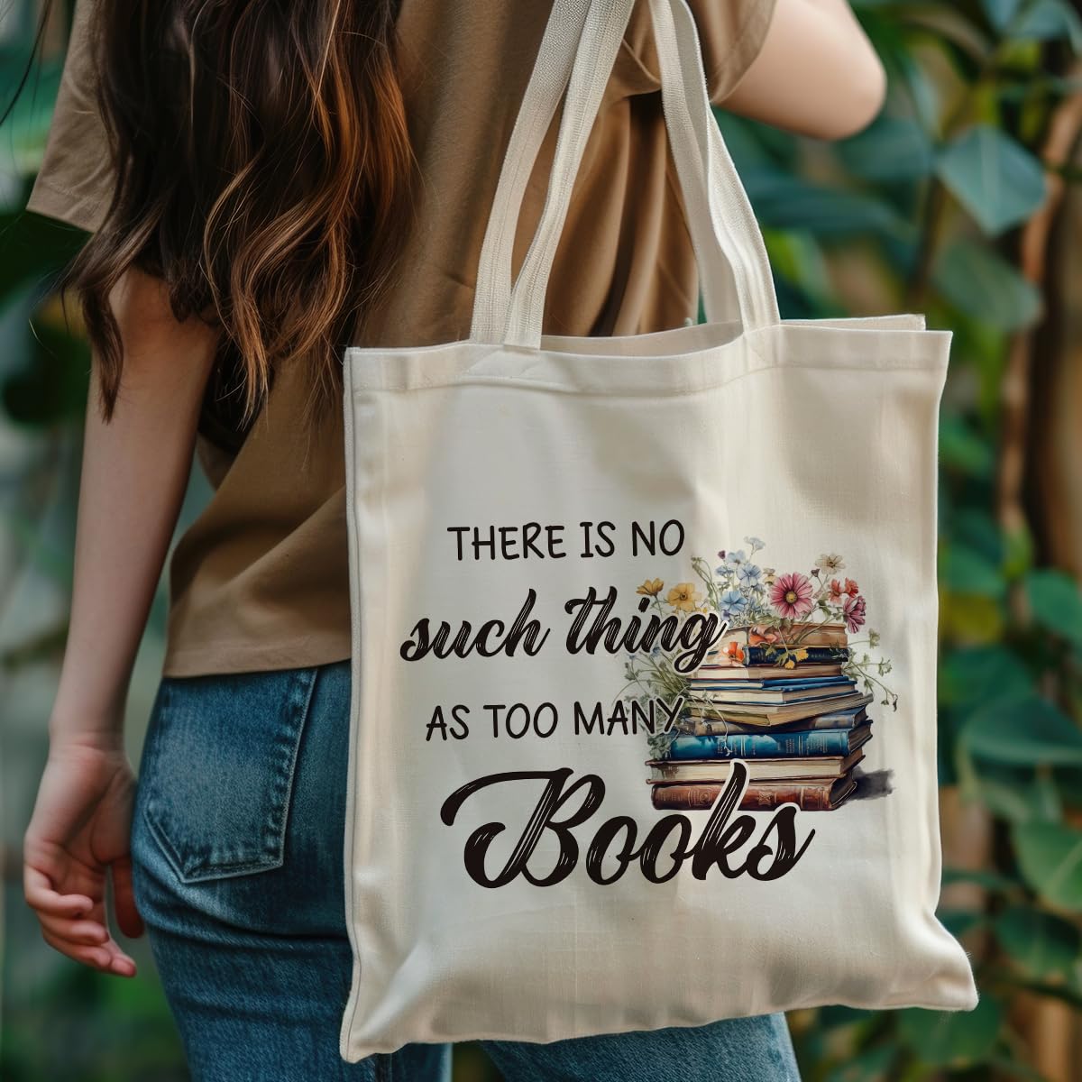 2PCS Canvas Tote Bags for Women - Book Lover Gift for Librarian, Teacher, Readers - Black, White - Image 3