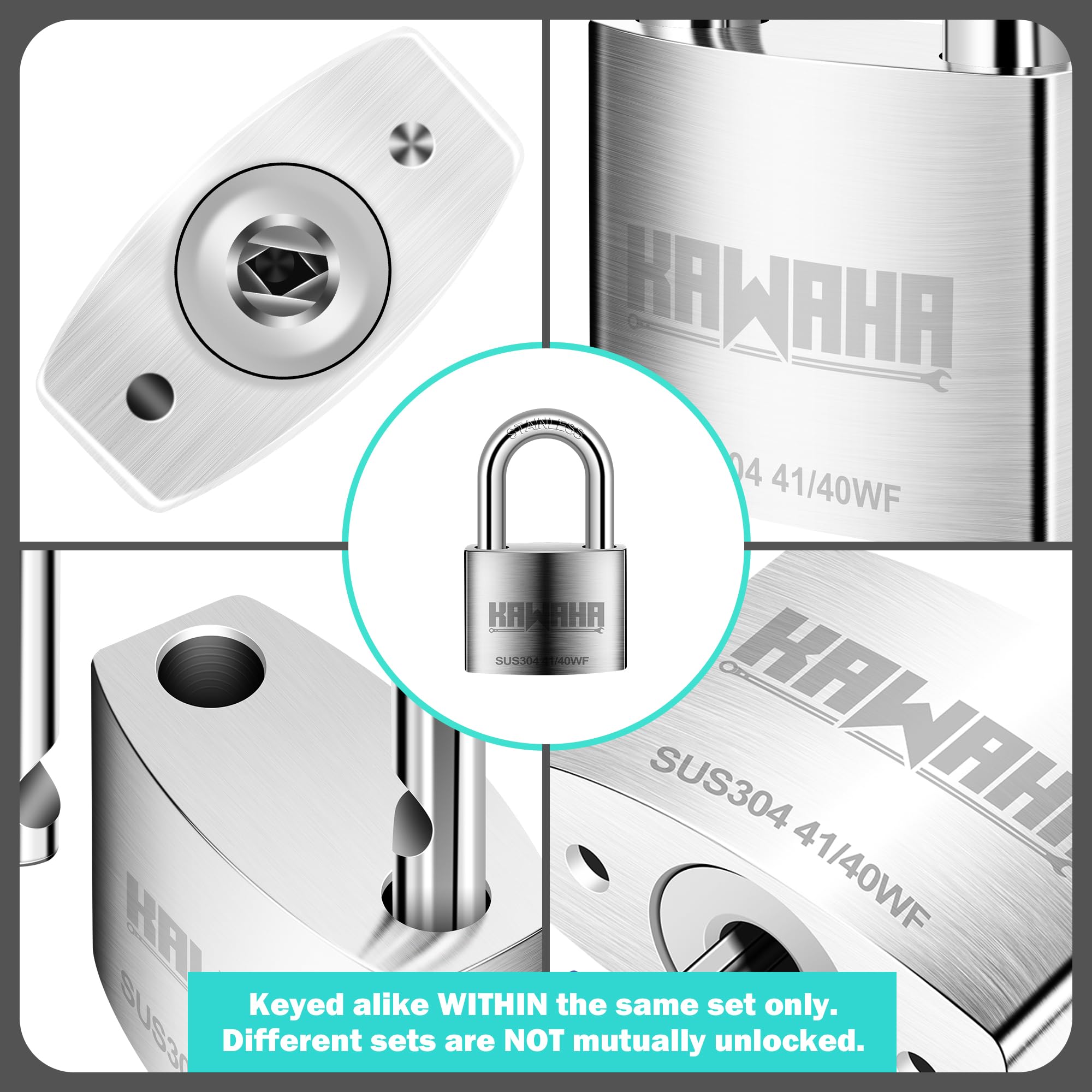 41/40-2PS 40 mm (1-9/16 pulgadas) Candado de alta seguridad de acero inoxidable con llave de acero inoxidable para uso tanto en interiores como en exteriores (de alta resistencia, antióxido