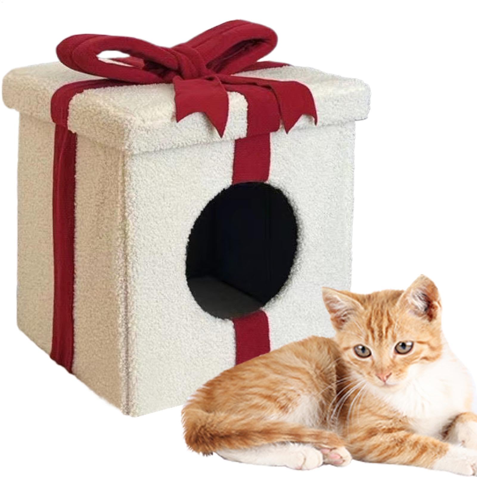 per gatti, case per gatti Casa per gatti chiusa | Cuccia per gatti pieghevole per interni, a forma di scatola, elegante e calda, per animali domestici, per l'inverno