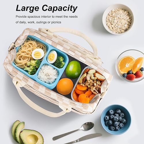 Miniatura 2 de FITDON Lonchera térmica para mujeres y hombres, contenedor grande de pana a prueba de fugas, bolsa de almuerzo para el trabajo, picnic, tablero de