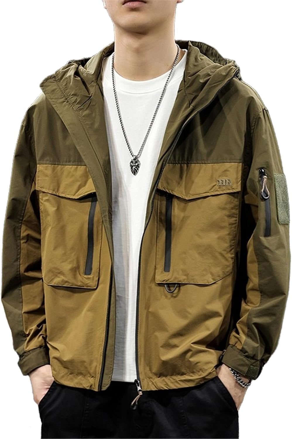 Men's American-Style Workwear Jacket with Hood for Spring and Autumn, Loose