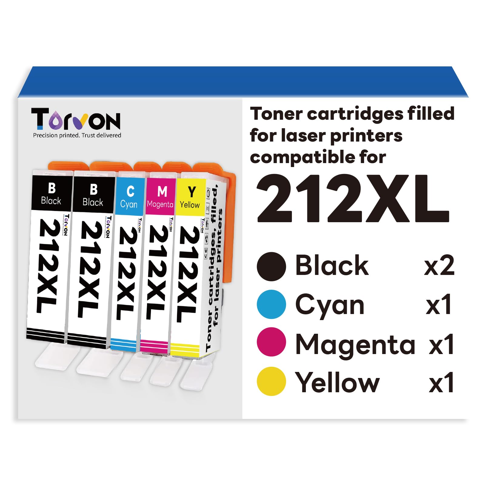 Torvon Toner cartridges Filled for Laser Printers Replacement for 212XL T212XL Combo Pack Compatible with Workforce WF-2830, WF-2850 Expression Home