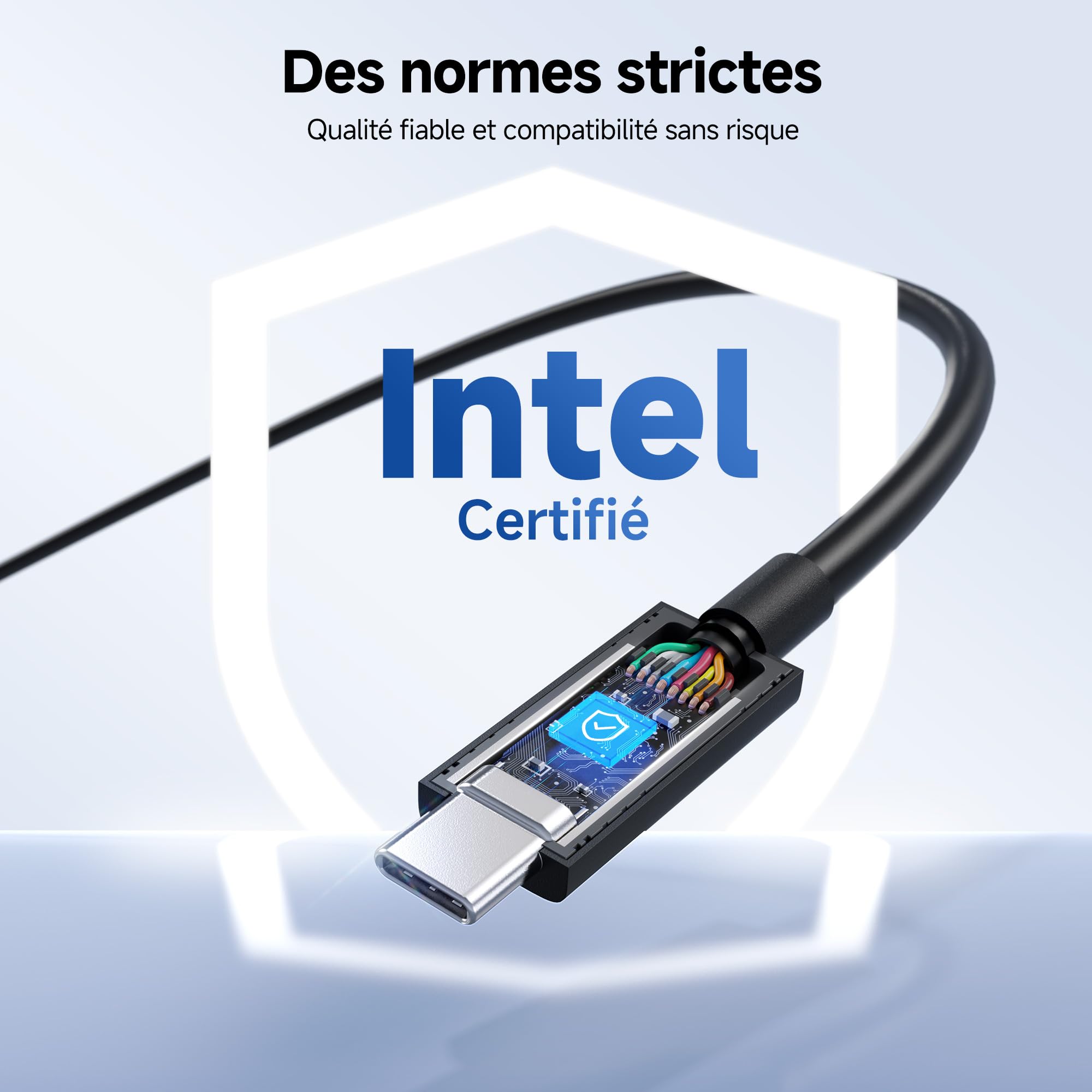 Cable Matters [Certifié Intel] Câble Thunderbolt 5 80Gbps avec jusqu'à 120Gbps de bande passante et 240W de charge en noir - 1m, compatible avec Thunderbolt 4, USB 4 et USB-C