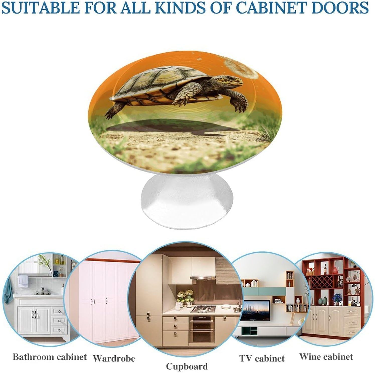 2 Pack Tortoise Turtle Jumping Cabinet Knobs Round Drawer Pulls image 3