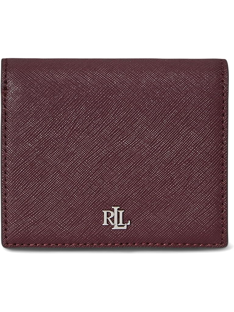 Burgundy Lauren Ralph Lauren Crosshatch Leather Compact Wallet