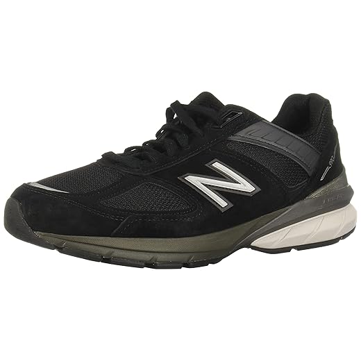 New Balance Men's Made in US 990 V5 Sneaker, Black/Silver, 12