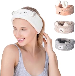 Ergonflow 4 Pack Animal Coral Fleece Spa Headband Makeup Headband Cosmetic Headband for Washing Face Wash Headband Cosmetic Headband Shower Headbands Facial Headband For Women Facial Hair Band
