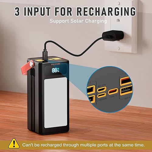 Miniatura 7 de Banco de energía portátil, generador al aire libre de 27000 mAh con luz SOS, cargador de batería de reserva para MacBook, iPhone, Samsung, uso