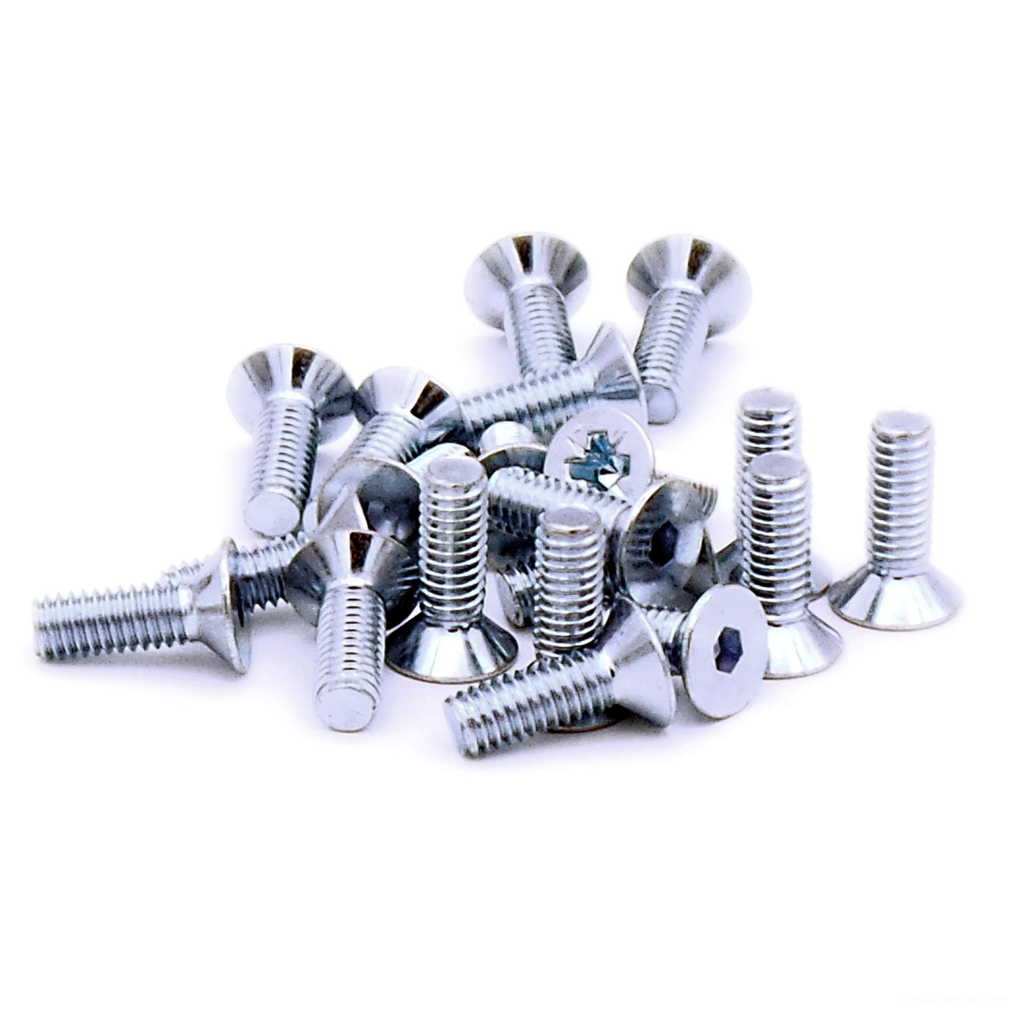 Singularity Supplies Silver M4 (4Mm X 16Mm) Hex Socket Countersunk Machine Screw (Bolt) - Steel (Pack Of 20)