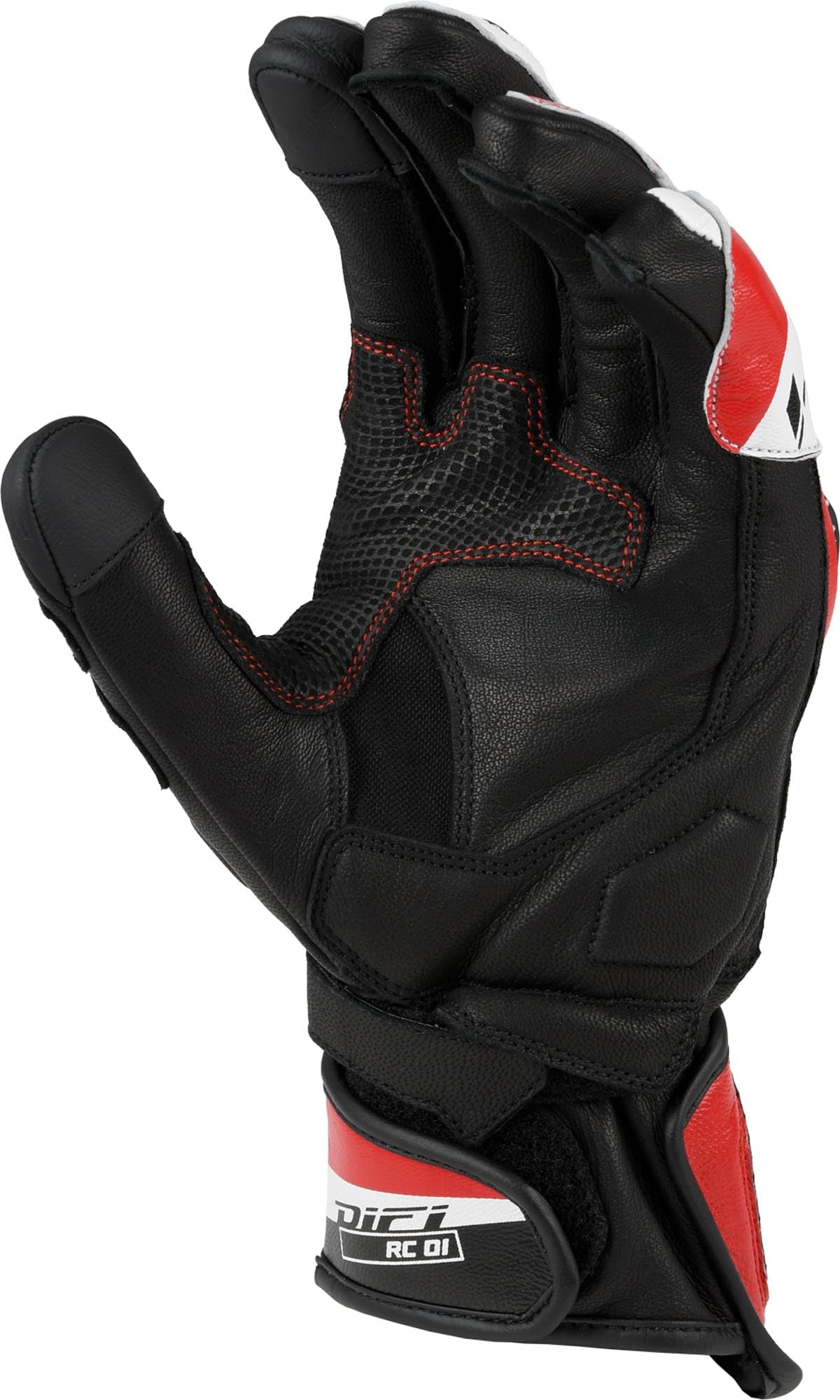 DIFI Onyx Rękawice motocyklowe, czarny/biały/czerwony, XL