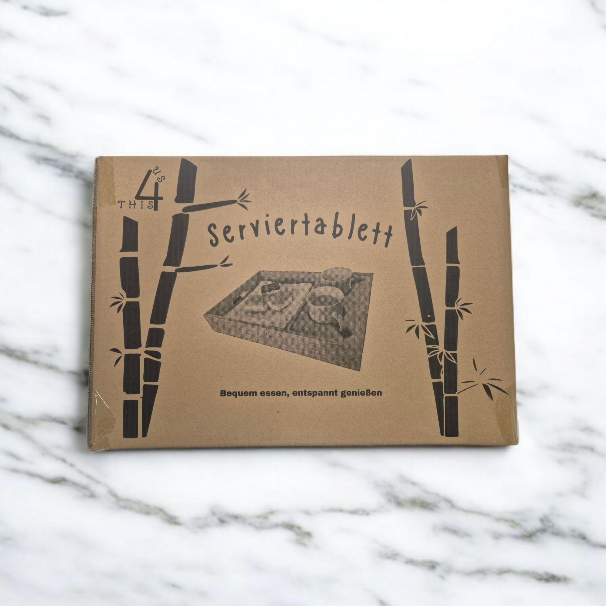 Couchbar Snackbox Serviertablett – Bambustablett - großes Fach für Snacks & Mahlzeiten – leicht & sicher – Geschenkidee.