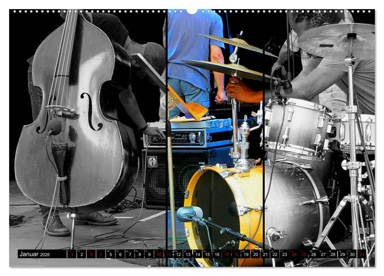 Klangbilder des Blues (Wandkalender 2026 DIN A2 quer), CALVENDO Monatskalender: Stimmungsvolle Aufnahmen typischer Instrumente der Bluesmusik (CALVENDO Kunst)