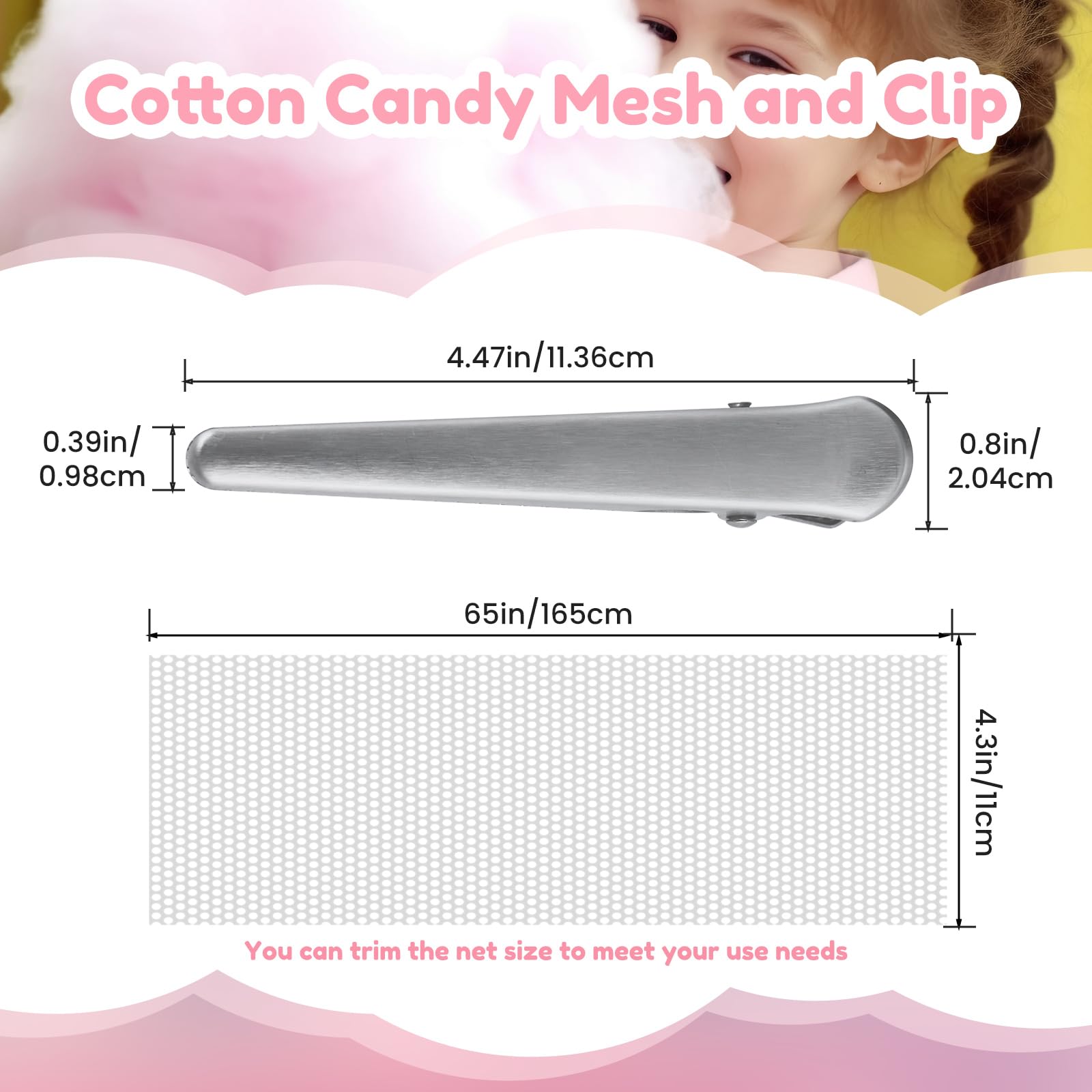Ajgvq 4 Set Cotton Candy Mesh and Clip Stabilizer Kit, 16 Pcs Clips Reusable Candy Making Accessories Compatible Cotton Candy Machine Diameter 15inch Bowl