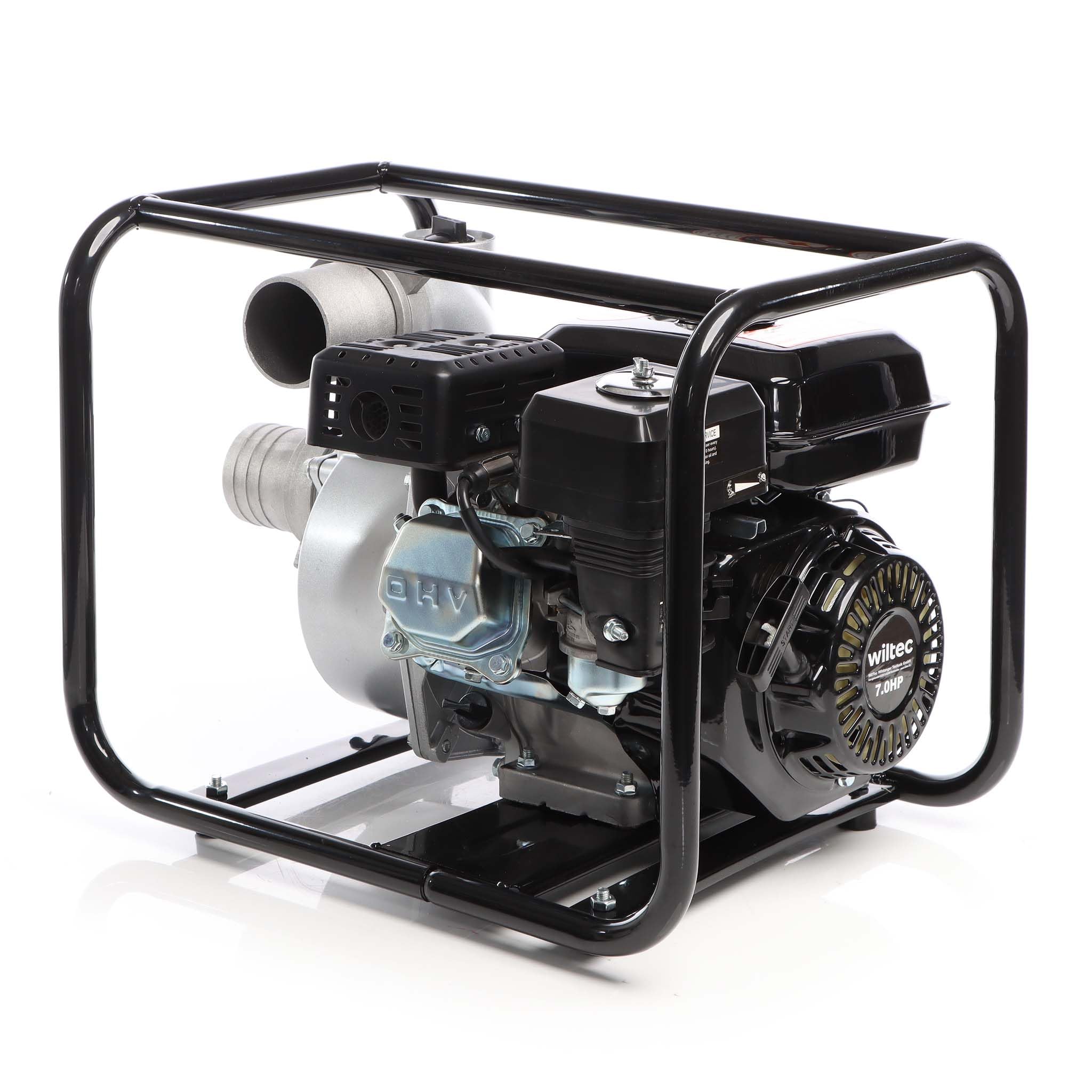 Wiltec Pompa per acque nere a benzina 4kW 48.000 l/h Pompa da giardino con attacco da 80 mm (3")
