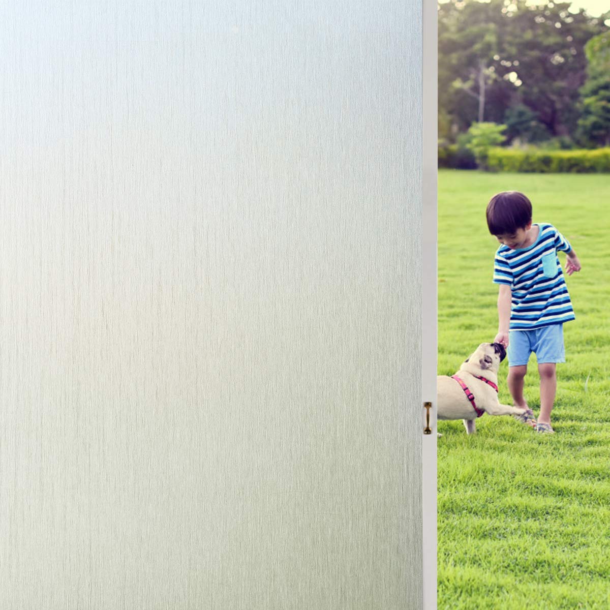 CoavasHairline Window Film Home Office Film Privacy Window Sticker Self Static Cling Vinly Glass Film for Bathroom Office Meeting Room Living Room (Silver&Black) … 17.7 x 78.7 inches Silver