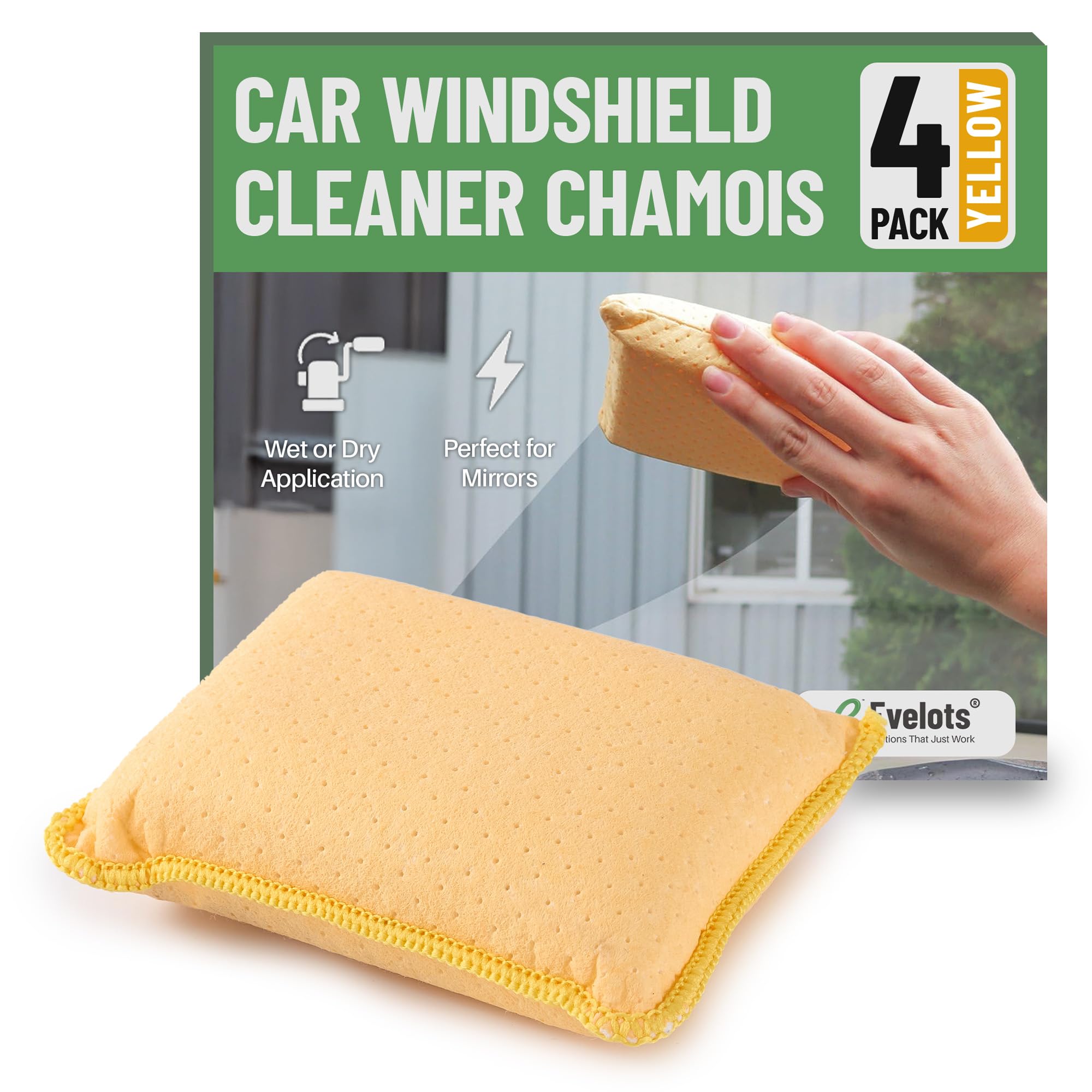 Evelots Chamois Sponge 4-Pack