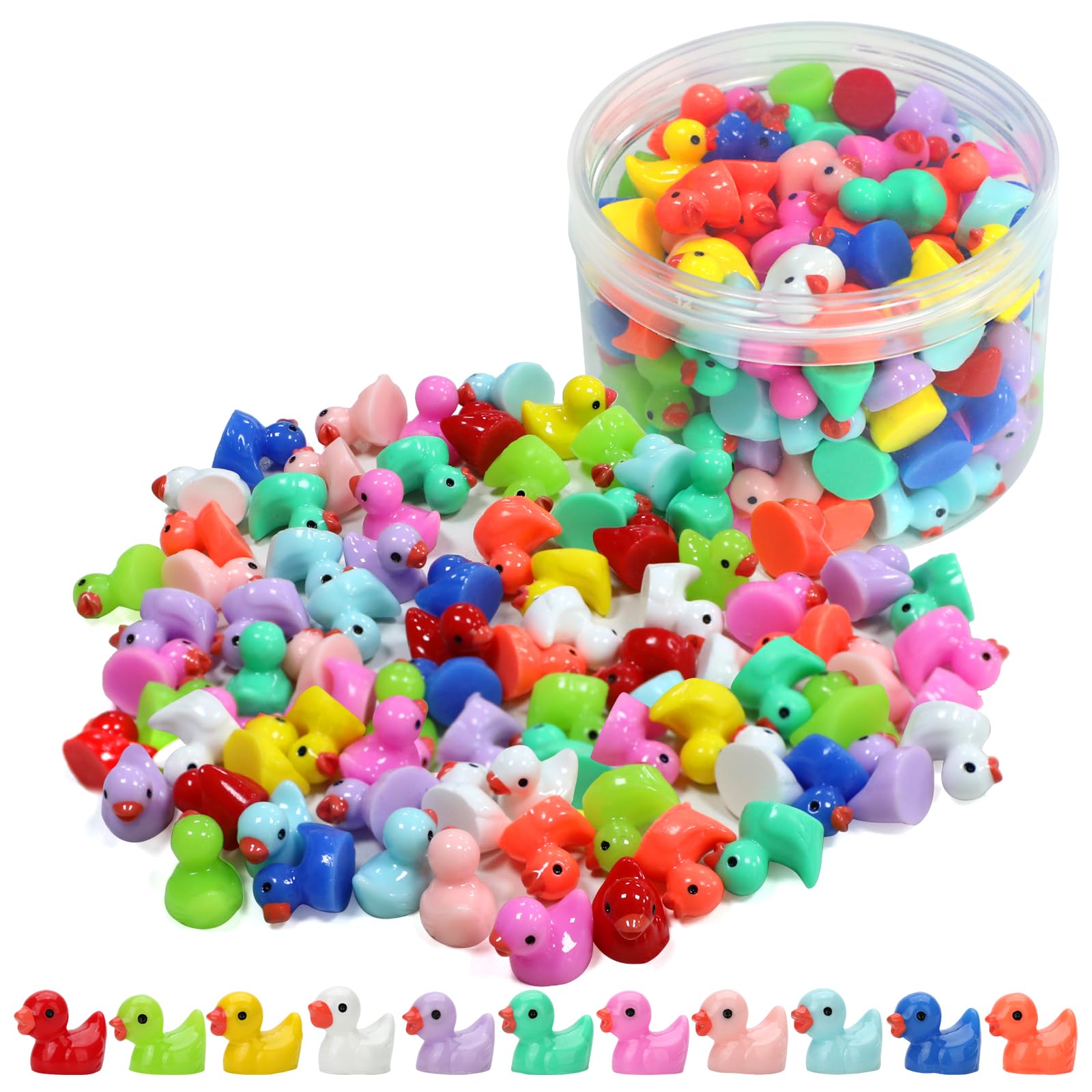 150Pack Mini Resin Animals Set Small Ducks Figures Bulk for Miniature Dollhouse Potted Accessories Aquarium Landscape Ornaments Micro Fairy Garden DIY Decoration Craft Hide and Seek Prank