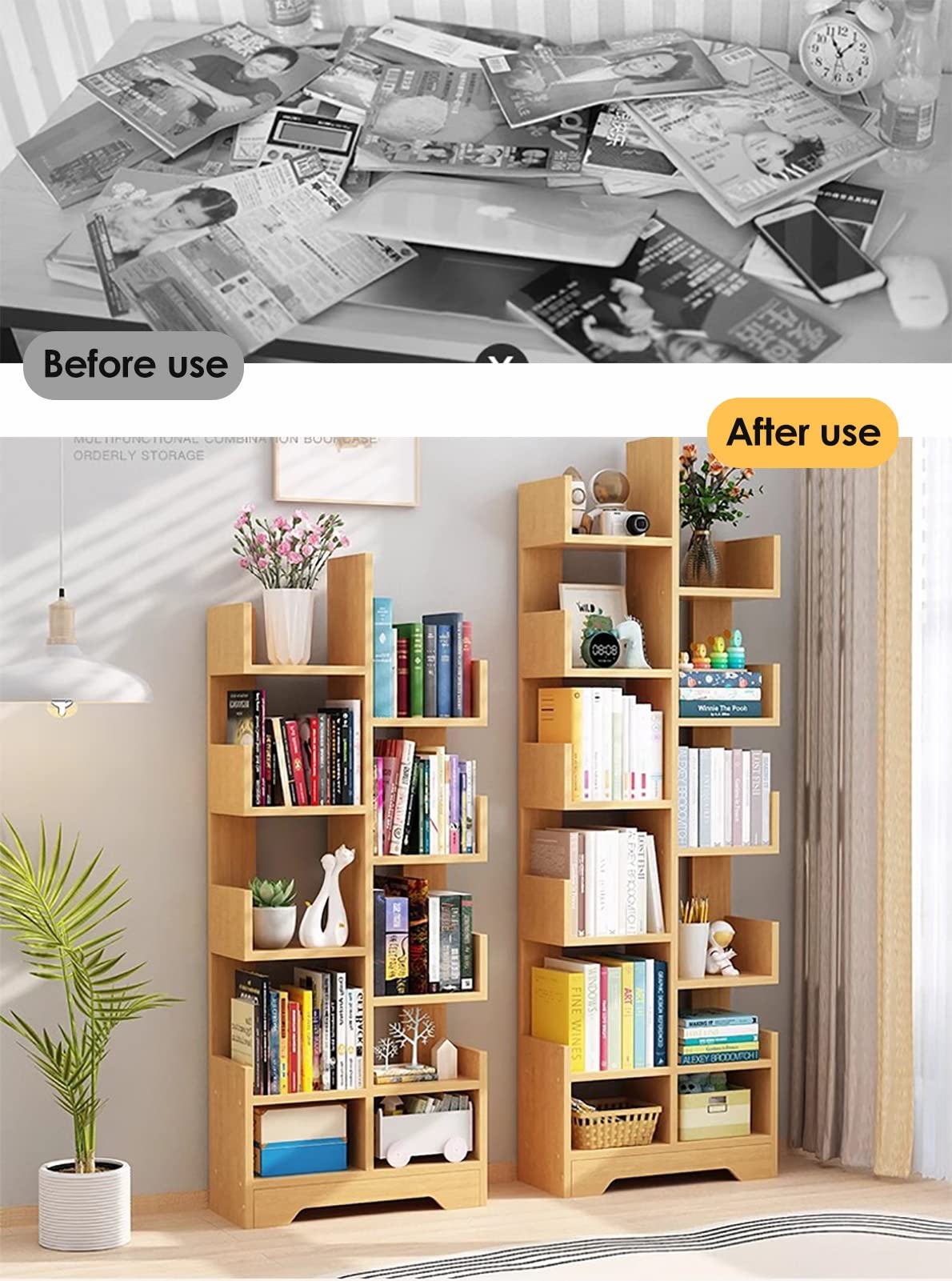 大型　本棚 Amazon.co.jp: モダンスタイルの本棚/本棚 高さ36 46 57インチ フロア