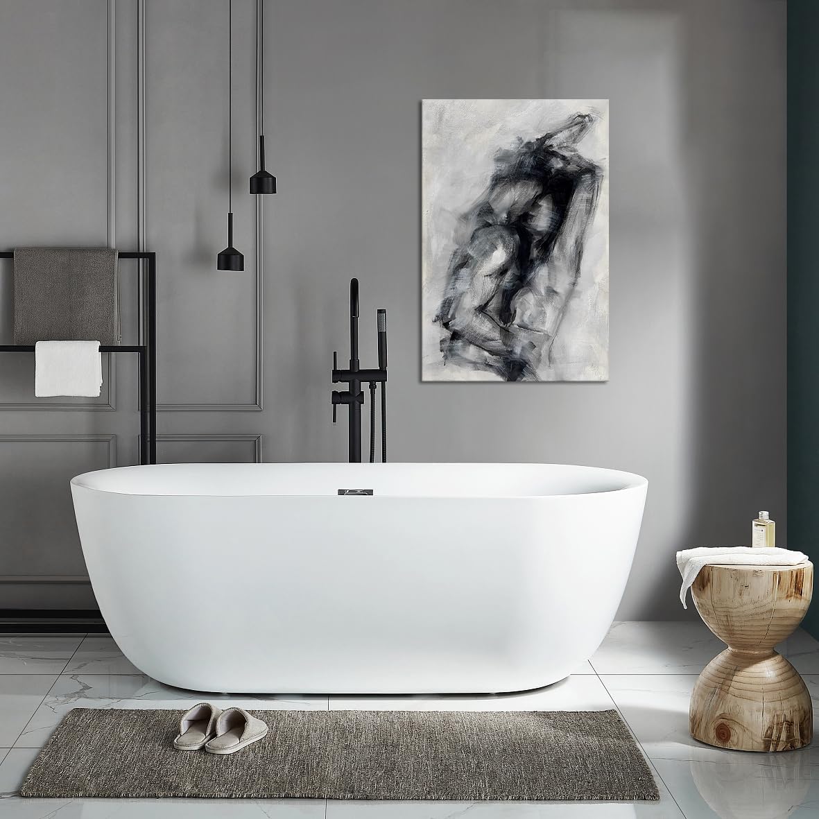 Black and White Paintings Passionate Couple Kissing Canvas Wall Art Modern Erotic Print Poster for Room Aesthetic and Wall Decor for Living Room Bedroom 24x36in