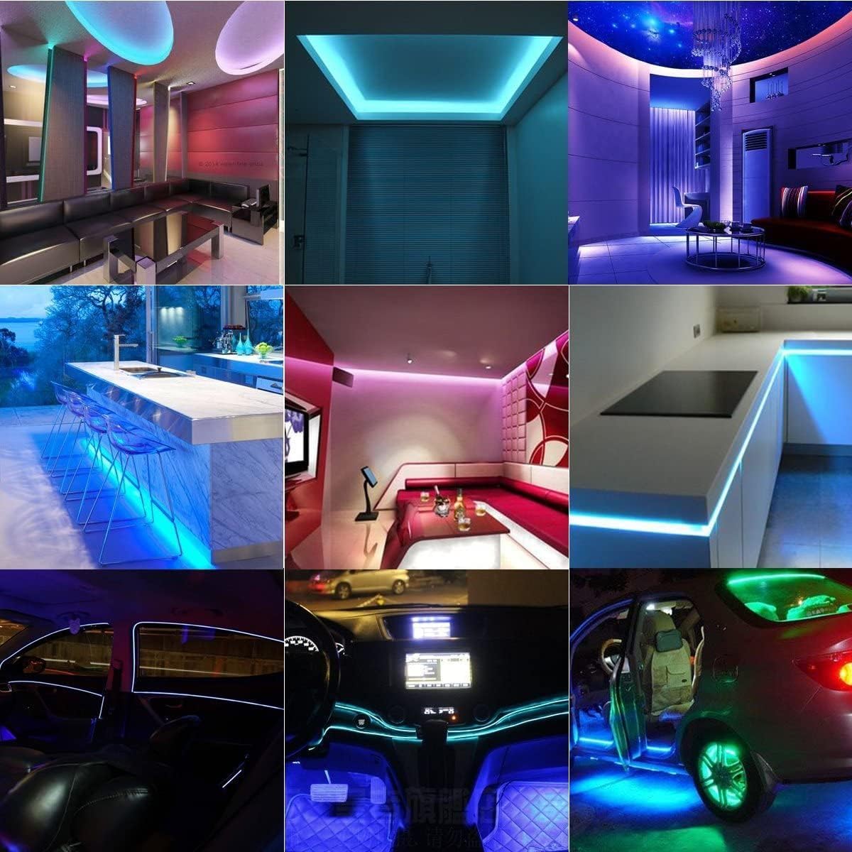 BINZET Flexible LED Strip Light - 32.8 Ft 5050 RGB 300LEDs Non-waterproof Color Changing Full Kit with 44 Keys IR Remote Controller 24V 3A Power Supply for Holiday Party Decoration