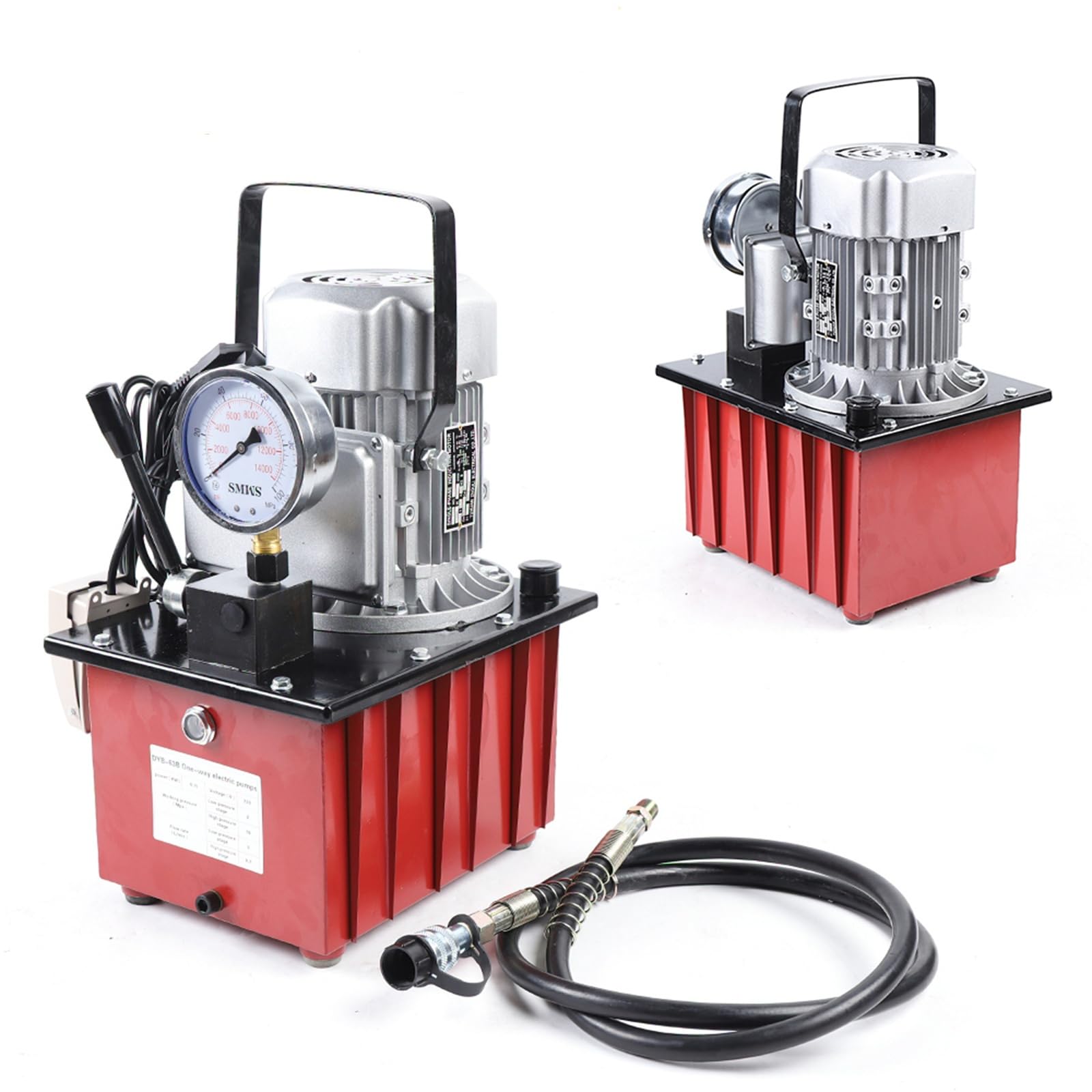 Bomba hidráulica eléctrica de 750 W, 700 bar, bomba hidráulica accionada eléctrica con válvula manual de motor hidráulico, bomba electrohidráulica, 1400 rpm (rojo)