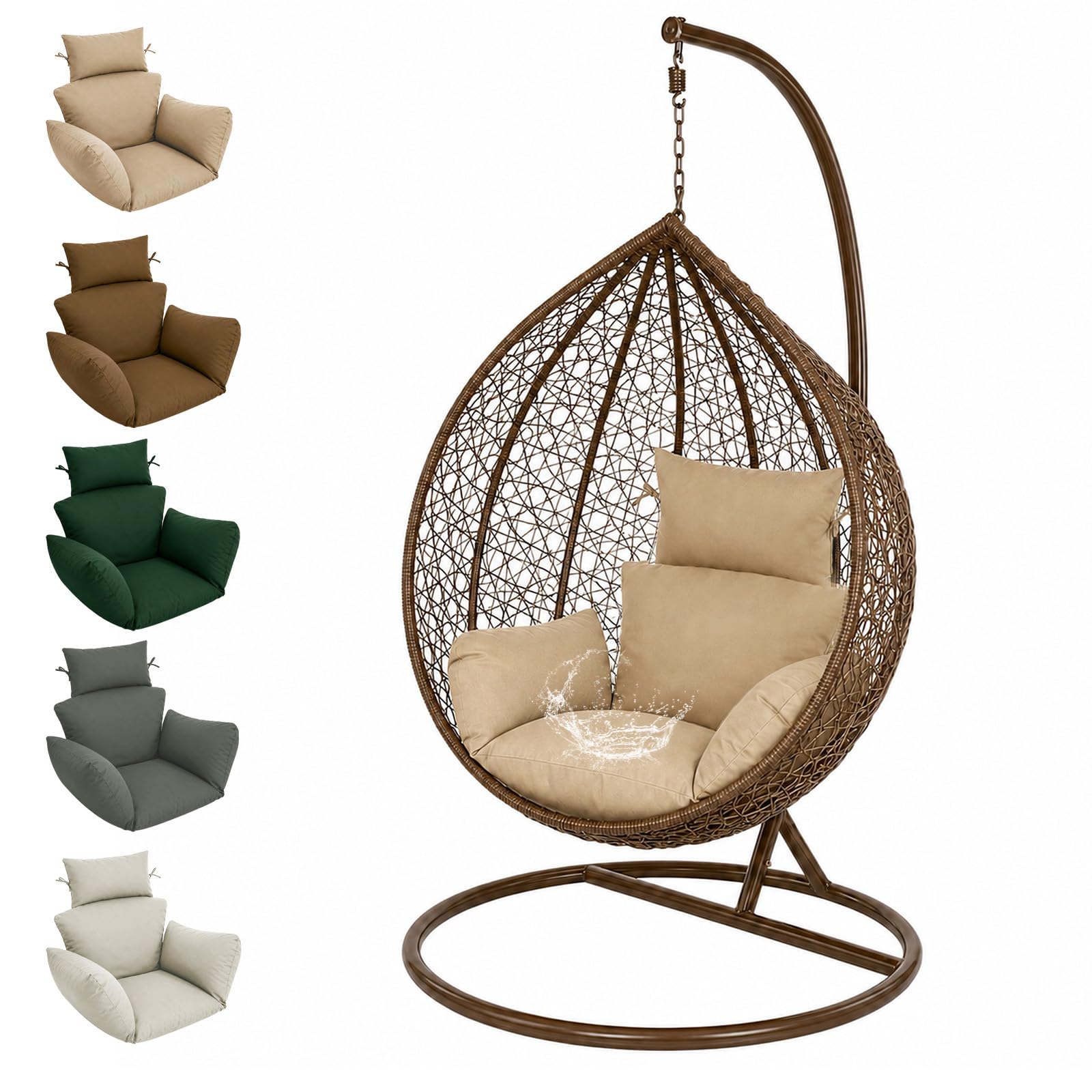 Cojín colgante para silla mecedora para exteriores, cojín de jardín con reposacabezas, cojín para sillón mecedora, cojín de interior para columpio, cesta colgante, silla mecedora, cojín para silla