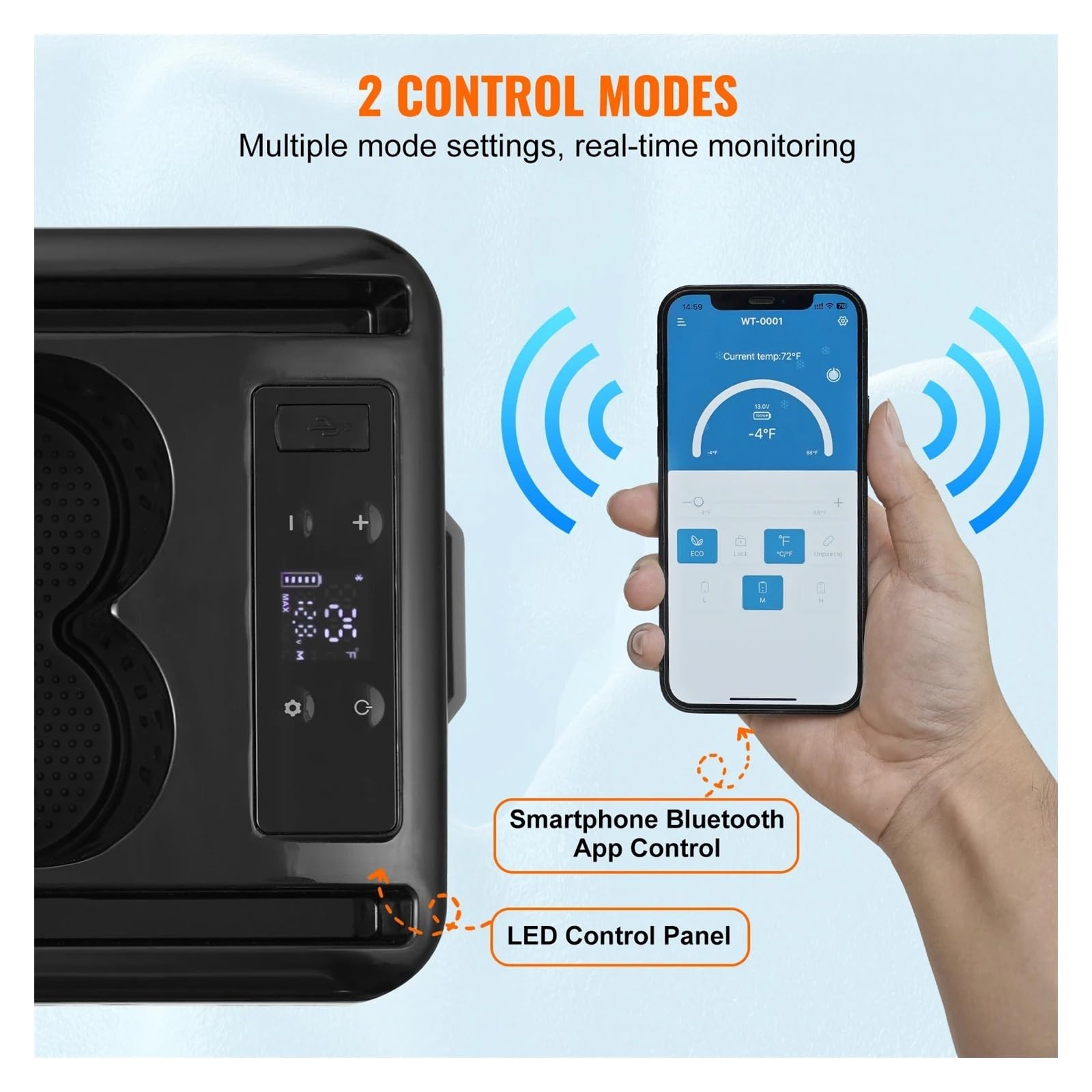 Refrigerador for Coche con reposabrazos, 15 L, congelador de una Sola Zona, Rango Ajustable de -20 °C a 20 °C, 12/24 V CC y Enfriador.